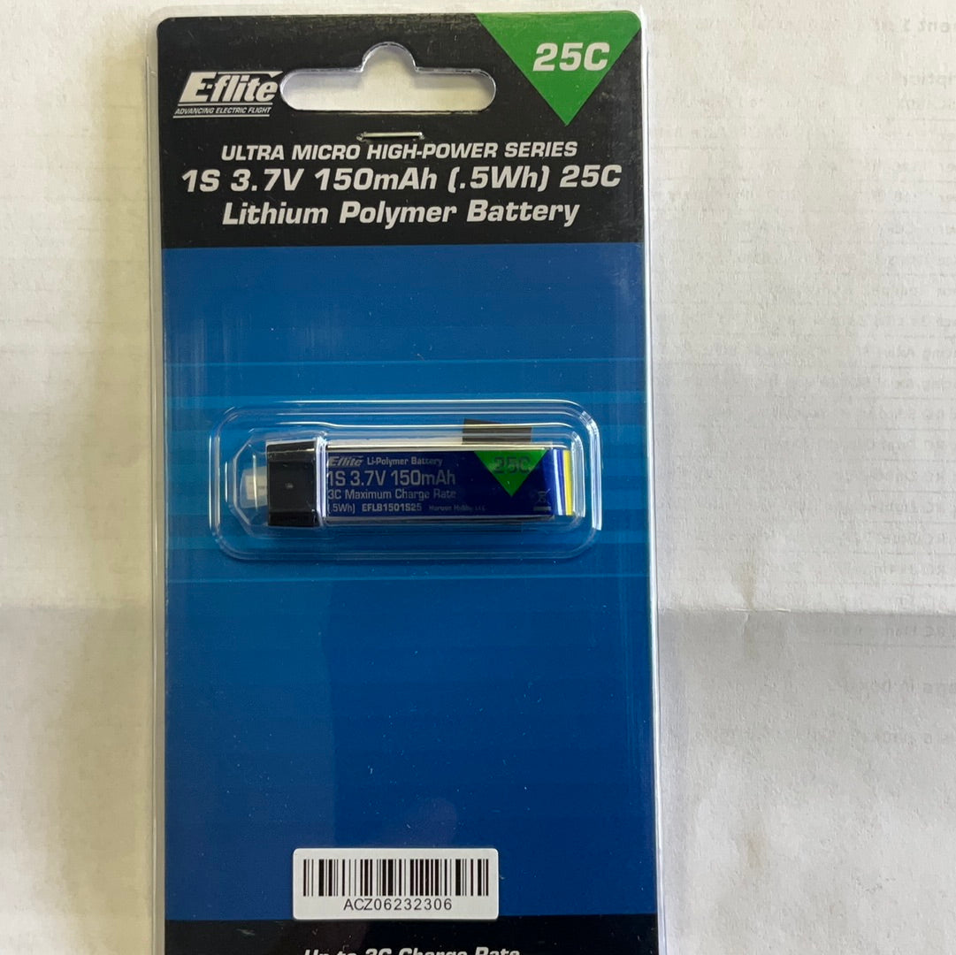 E-FLITE 3.7V 150mAh 1S 25C LiPo Battery: PH 1.25 (Ultra Micro)