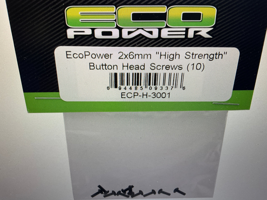 EcoPower 2mm "High Strength" Steel Button Head Screws (10) (2x6mm)