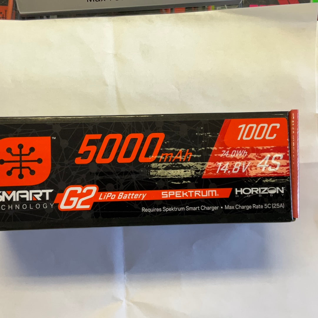 SPEKTRUM 14.8V 5000mAh 4S 100C Smart G2 Hardcase LiPo Battery: IC5