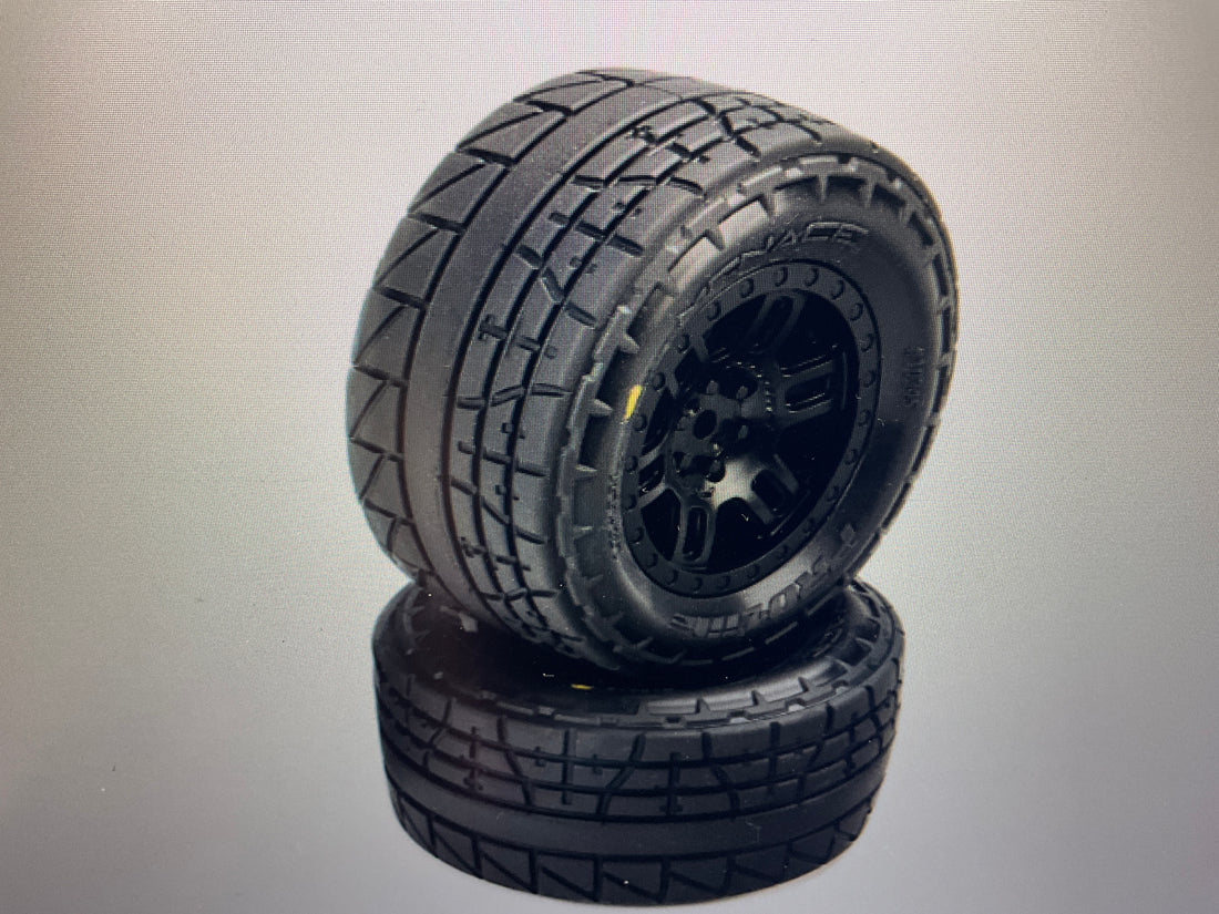 PROLINE Menace Front/Rear Street Tires Mounted 12mm Black Split Six (2): ARRMA MINI KRATON