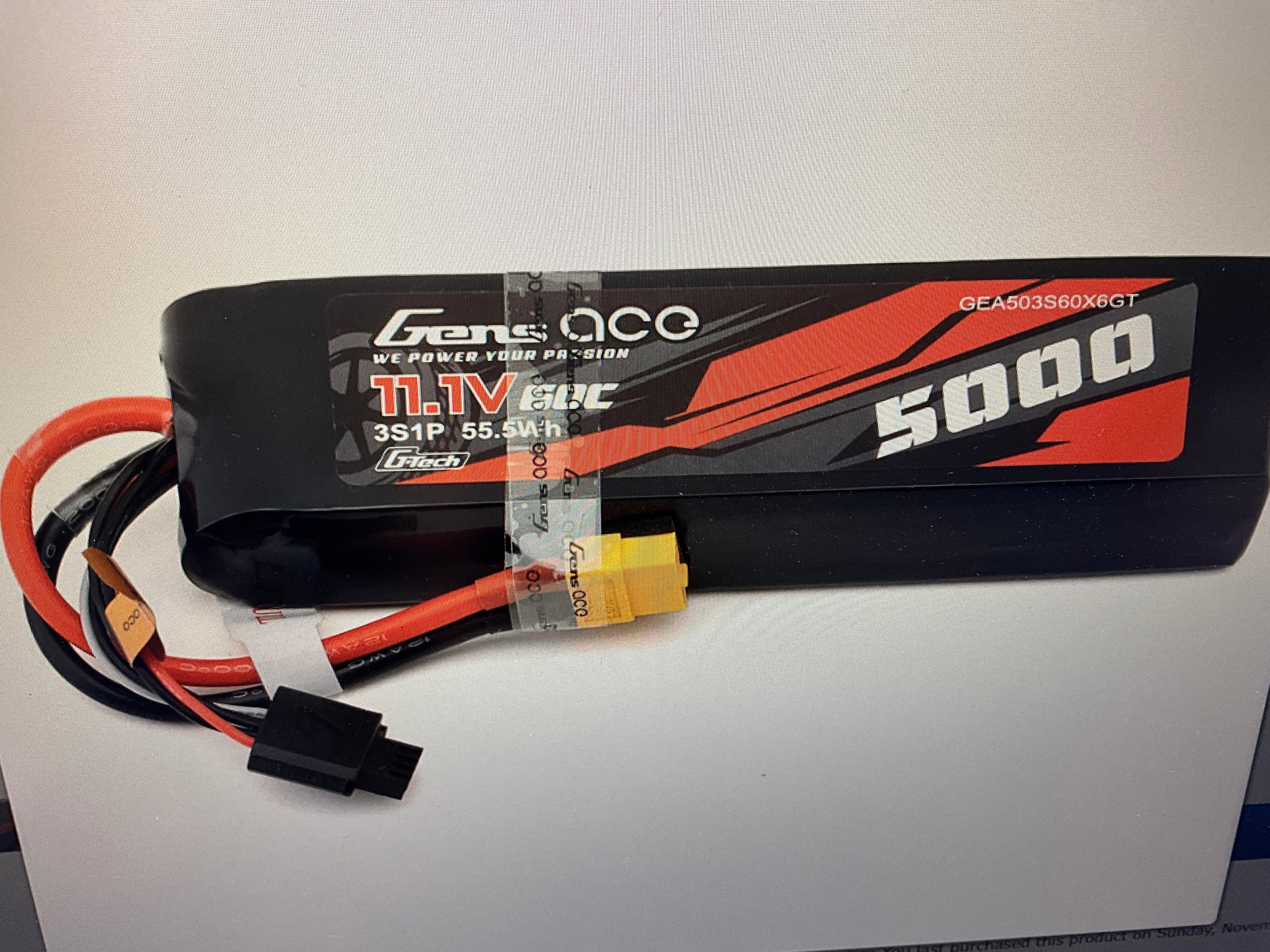 Gens Ace G-Tech Smart 3S LiPo Battery 60C (11.1V/5000mAh) w/XT60 Connector