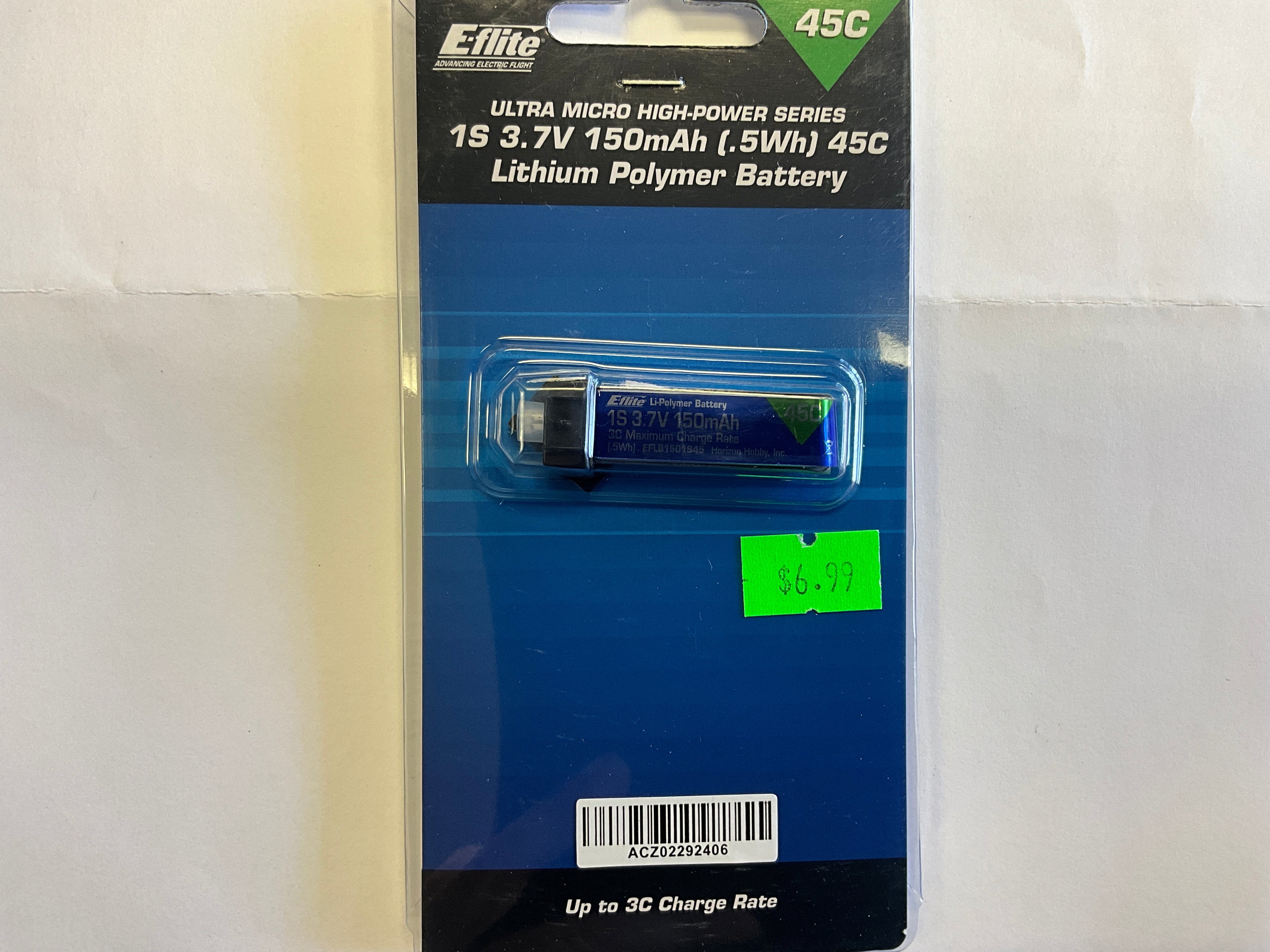 E-FLITE 3.7V 150mAh 1S 45C LiPo Battery: PH 1.25 (Ultra Micro)