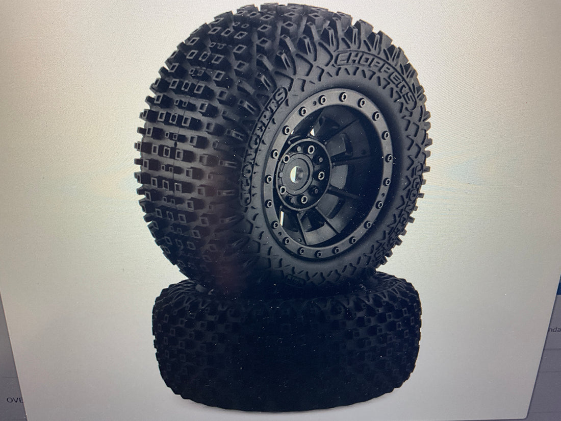 JConcepts Choppers Pre-Mounted Monster Truck Tires w/Hazard Wheel (Black) (2) (Platinum)