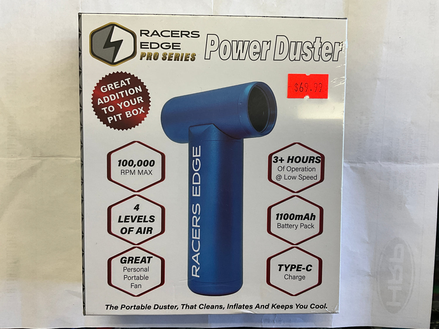 RACERS EDGE PRO Portable Power Duster with Multi-level Fan, Black