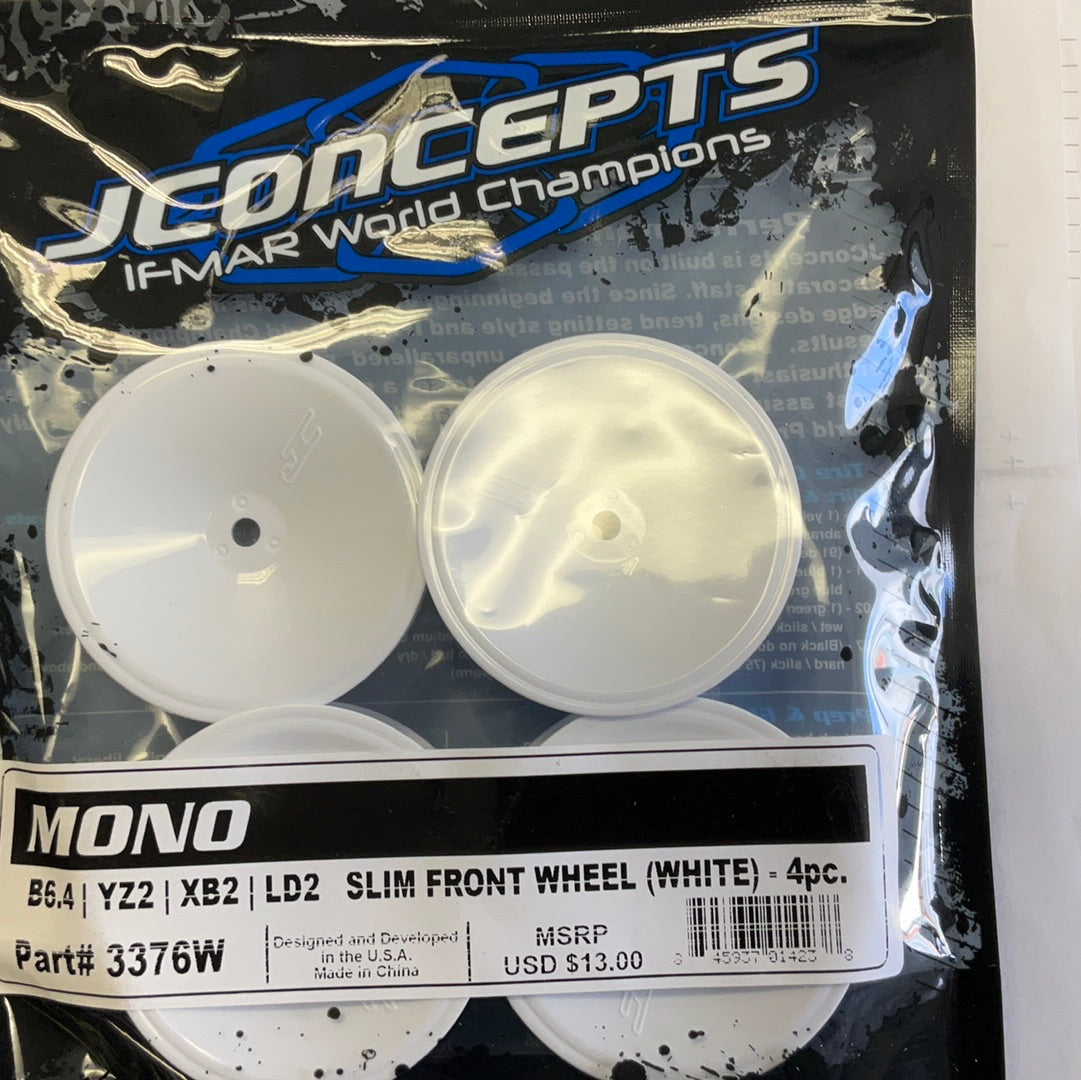 JConcepts 12mm Hex Mono 2.2 &quot;Slim&quot; Front Wheels (4) (B6/RB6/SRX2/YZ2) (White)