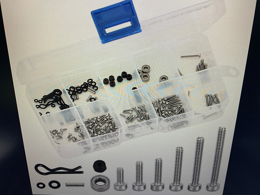 INJORA White Box with M1.4 Screws M2 Nuts Bearings O-rings Screw Kit for Axial SCX24
