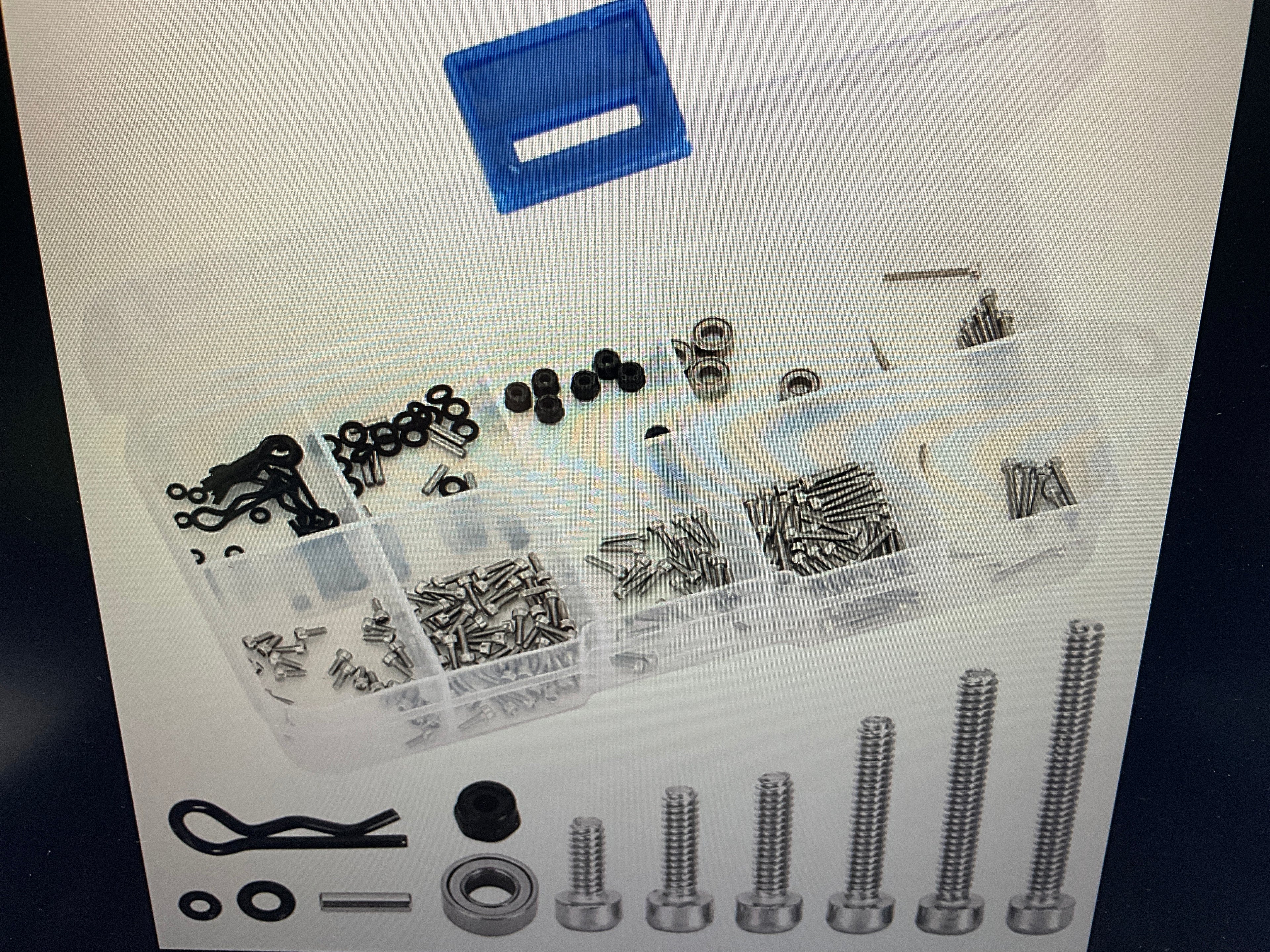 INJORA White Box with M1.4 Screws M2 Nuts Bearings O-rings Screw Kit for Axial SCX24