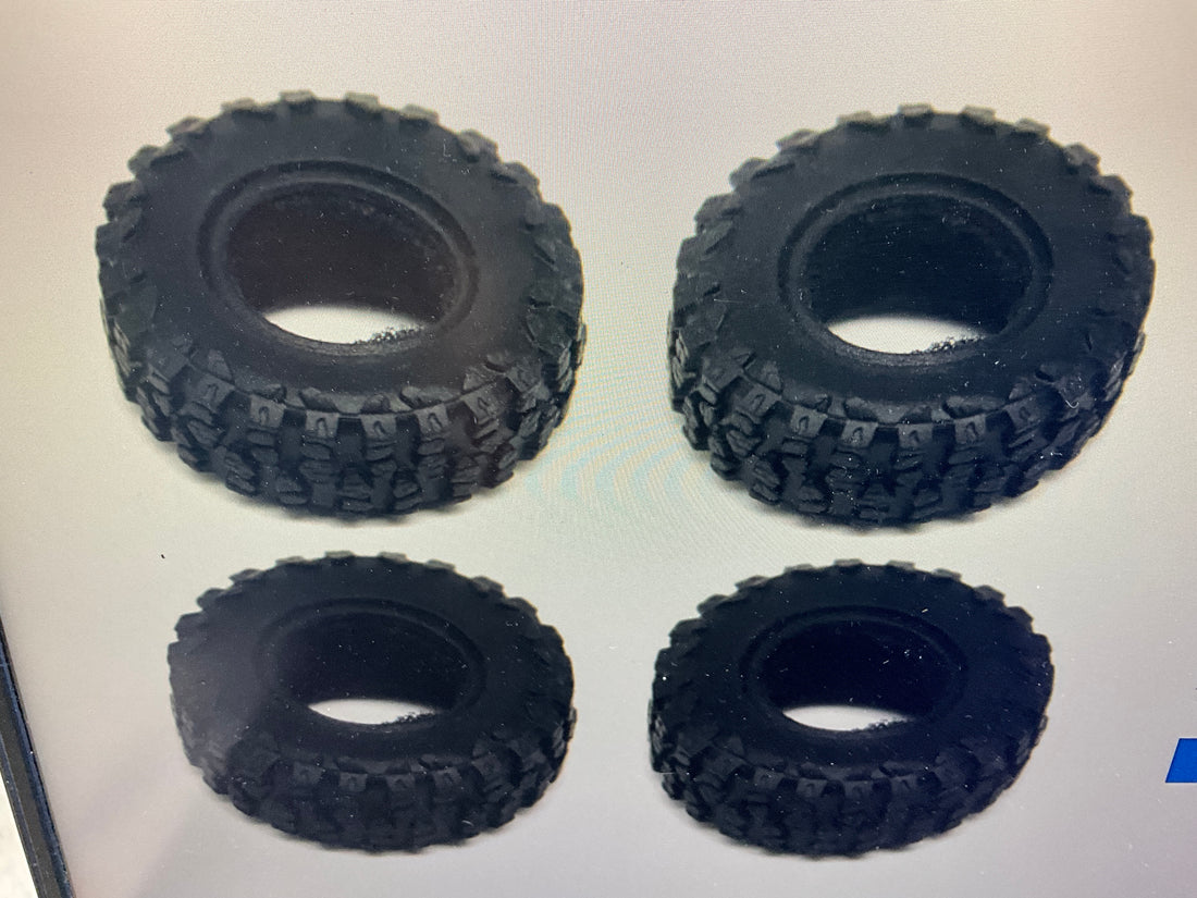 Powerhobby Brass 0.7" Wheels 3.6mm Offset / Tires (4) Axial SCX30