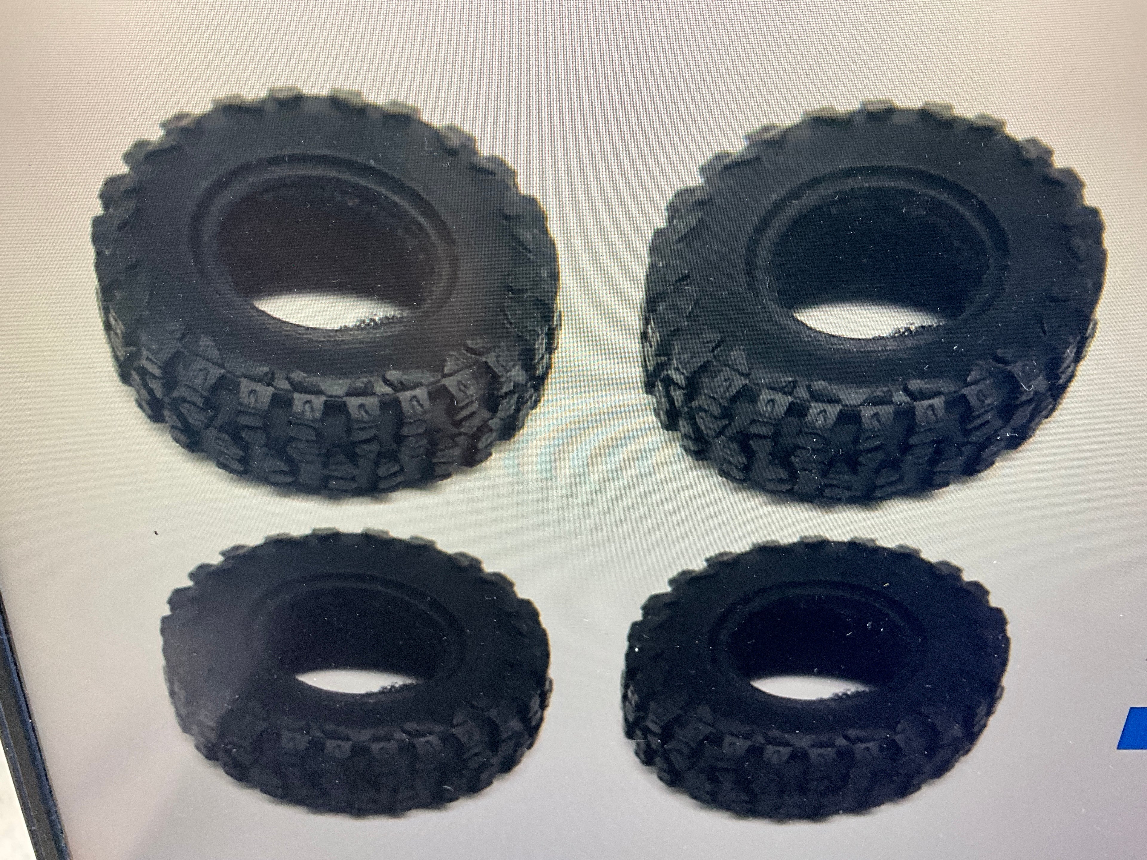 Powerhobby Brass 0.7" Wheels 3.6mm Offset / Tires (4) Axial SCX30