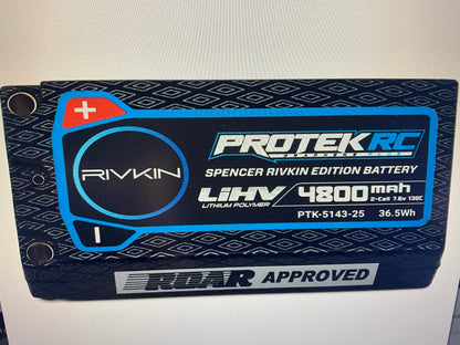 ProTek RC Spencer Rivkin 2S 130C Low IR Si-Graphene + HV ULCG Shorty LiPo Battery (7.6V/4800mAh) w/5mm Connectors (ROAR Approved)