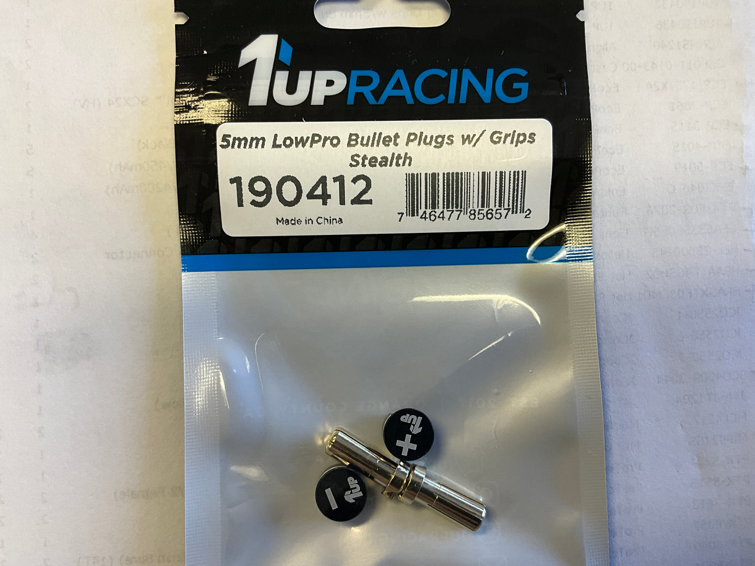 1UP Racing LowPro Bullet Plug Grips w/5mm Bullets (Black/Black)