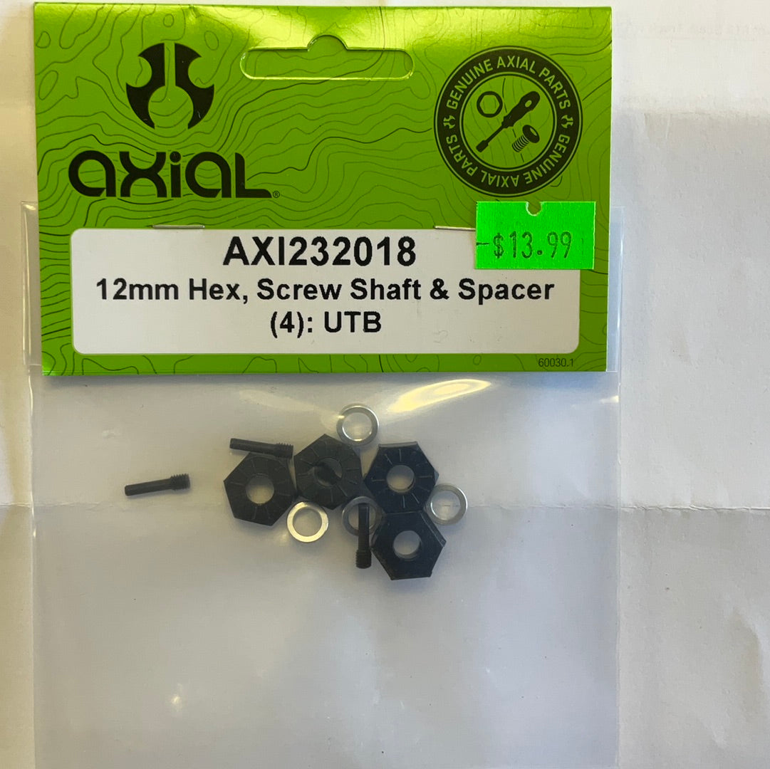 AXIAL 12mm Hex Screw Shaft &amp; Spacer (4): Capra 1.9 UTB