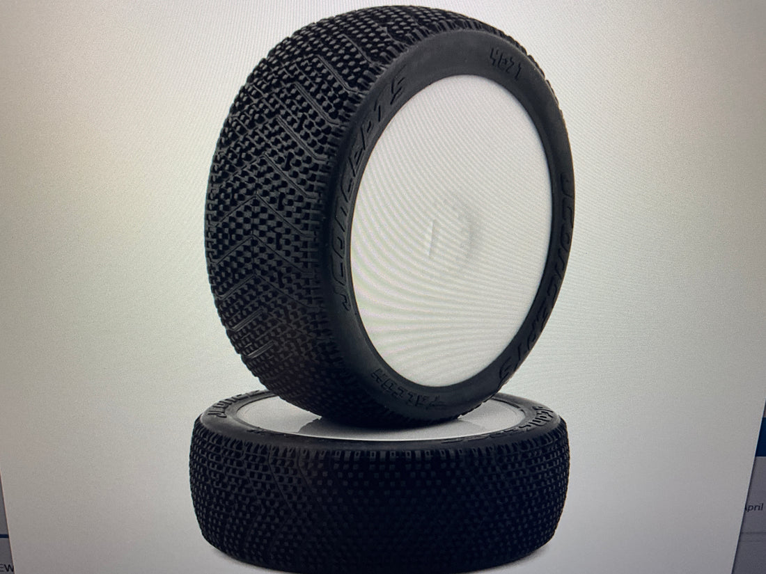 JConcepts Falcon Pre-Mounted 1/8th Buggy Tires (2) (White) (Green)