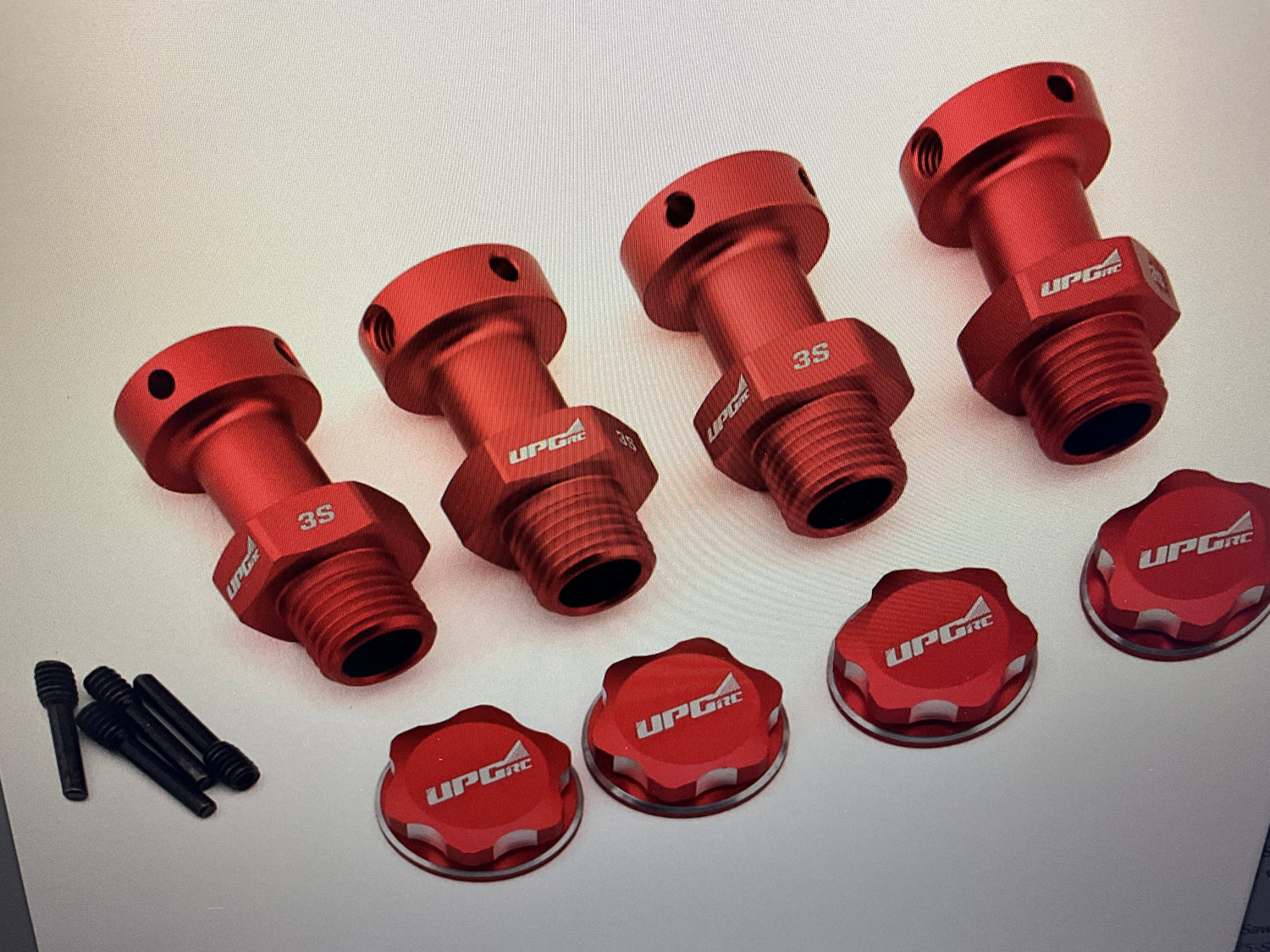 UpGrade RC Aluminum 17mm Hex Conversion for Arrma® 3S Vehicles (Red) - Direct Fit w/UpGrade RC 2.8" Tires