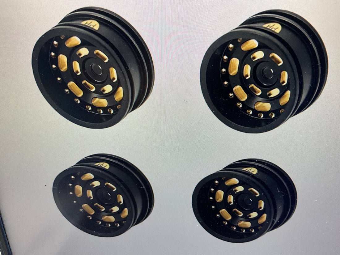 Powerhobby Brass 0.7" Wheels 3.6mm Offset / Tires (4) Axial SCX30