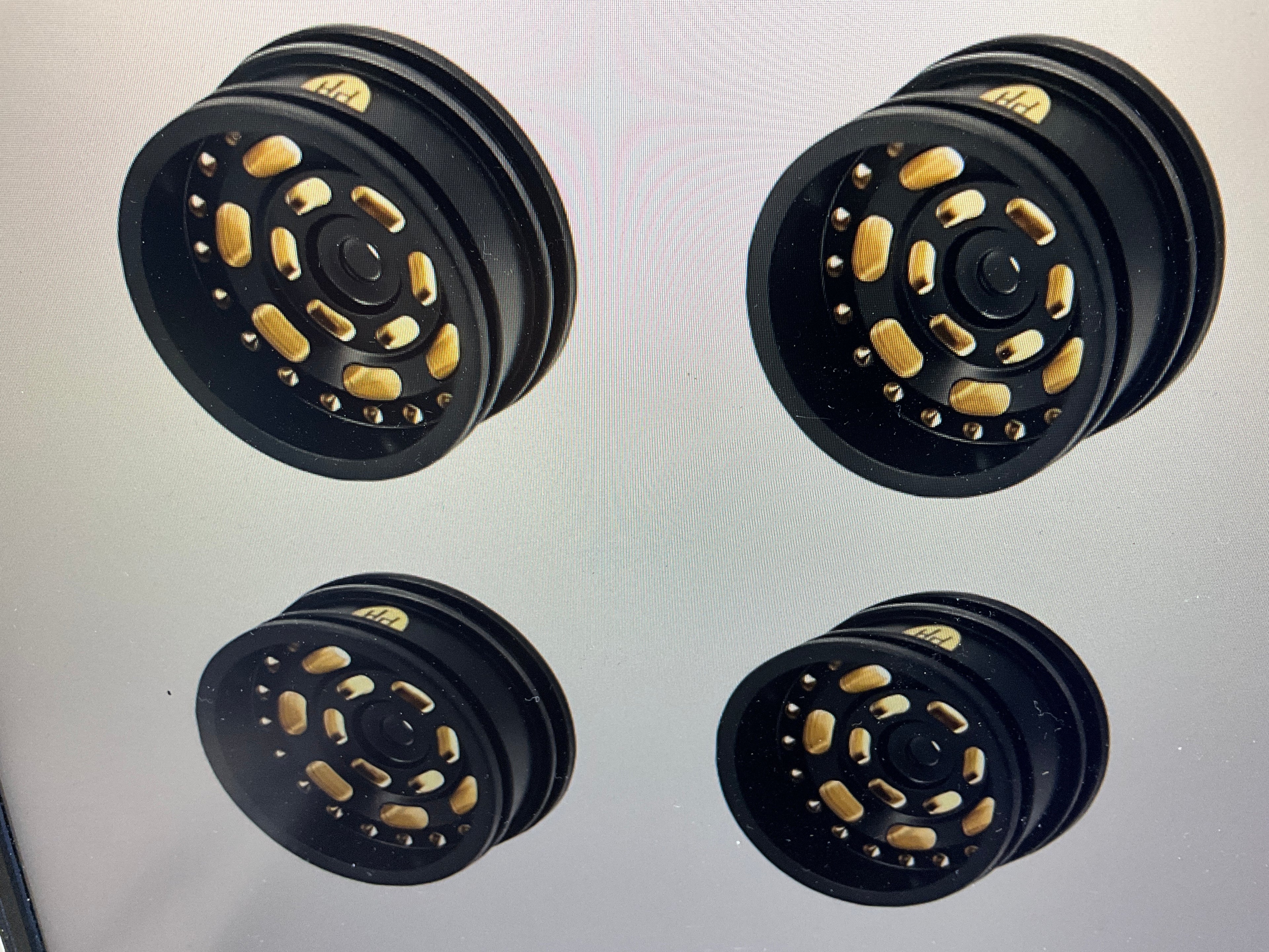 Powerhobby Brass 0.7" Wheels 3.6mm Offset / Tires (4) Axial SCX30