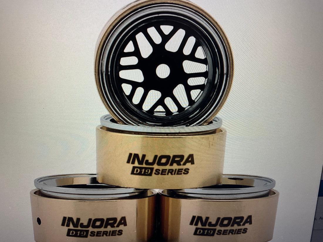 Injora 0.7" D19 ModuWheel Brass &amp; Aluminum Micro Crawler Beadlock Wheels (Black) (4) (8.4g ea) (-2mm Offset) (Ascent-32)