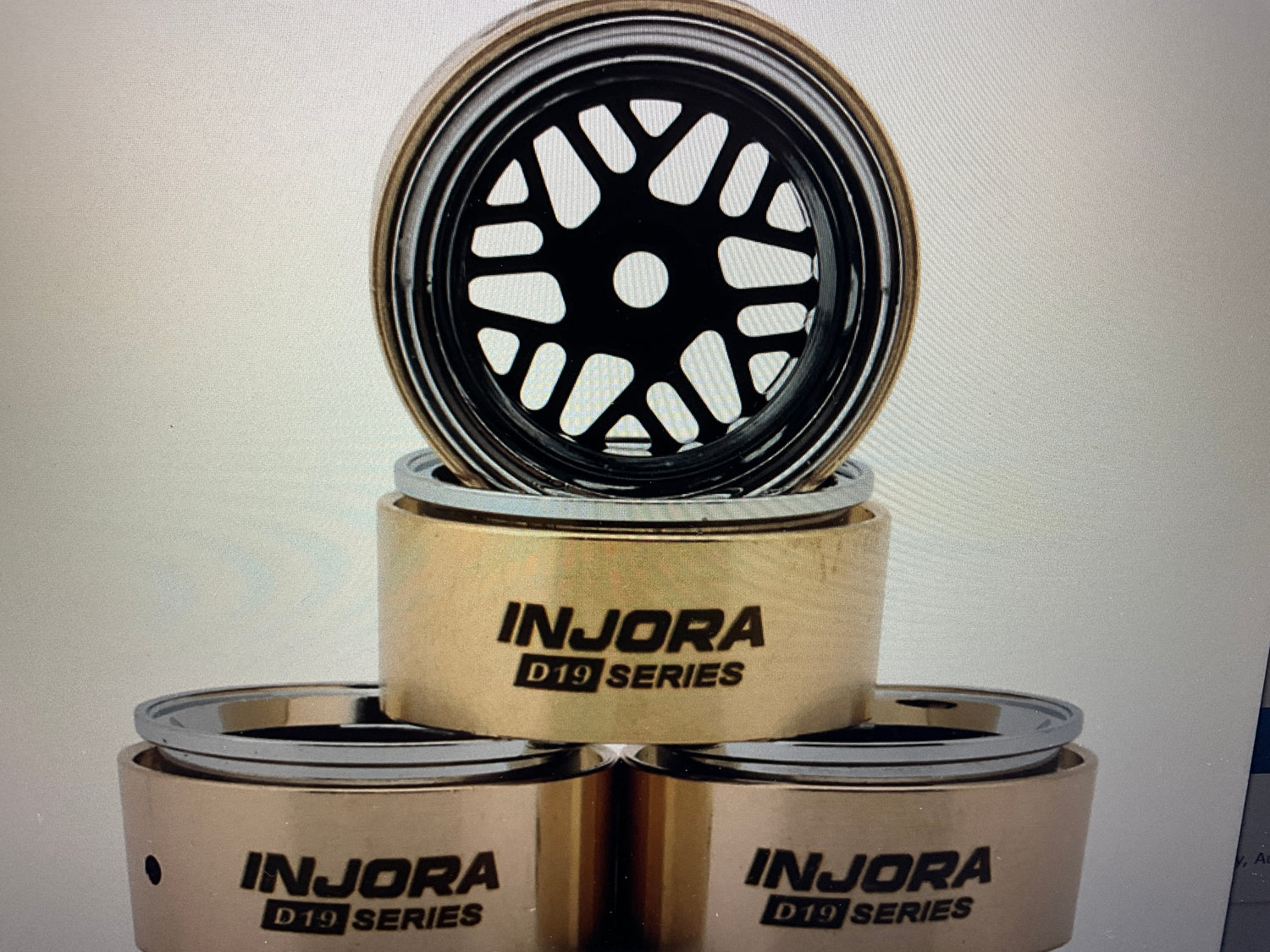 Injora 0.7" D19 ModuWheel Brass &amp; Aluminum Micro Crawler Beadlock Wheels (Black) (4) (8.4g ea) (-2mm Offset) (Ascent-32)