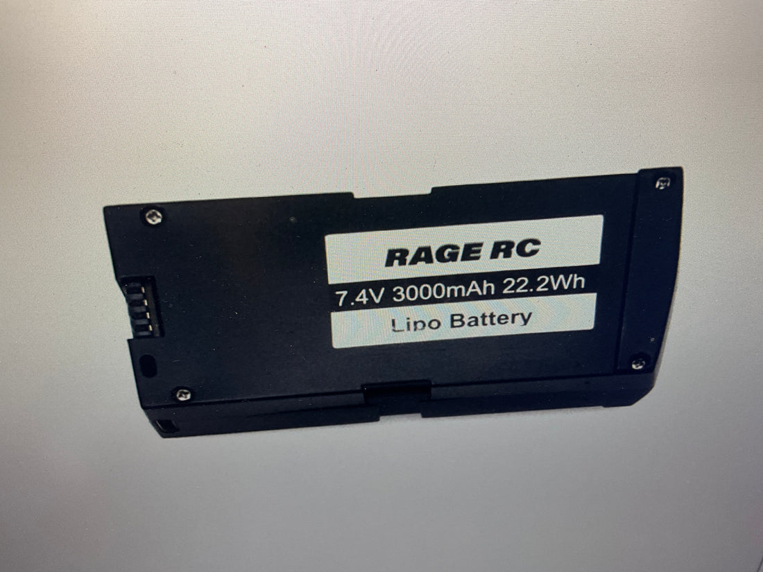 RAGE RC 2S 7.4V 3000 mAh Battery w/ Case; Stinger GPS