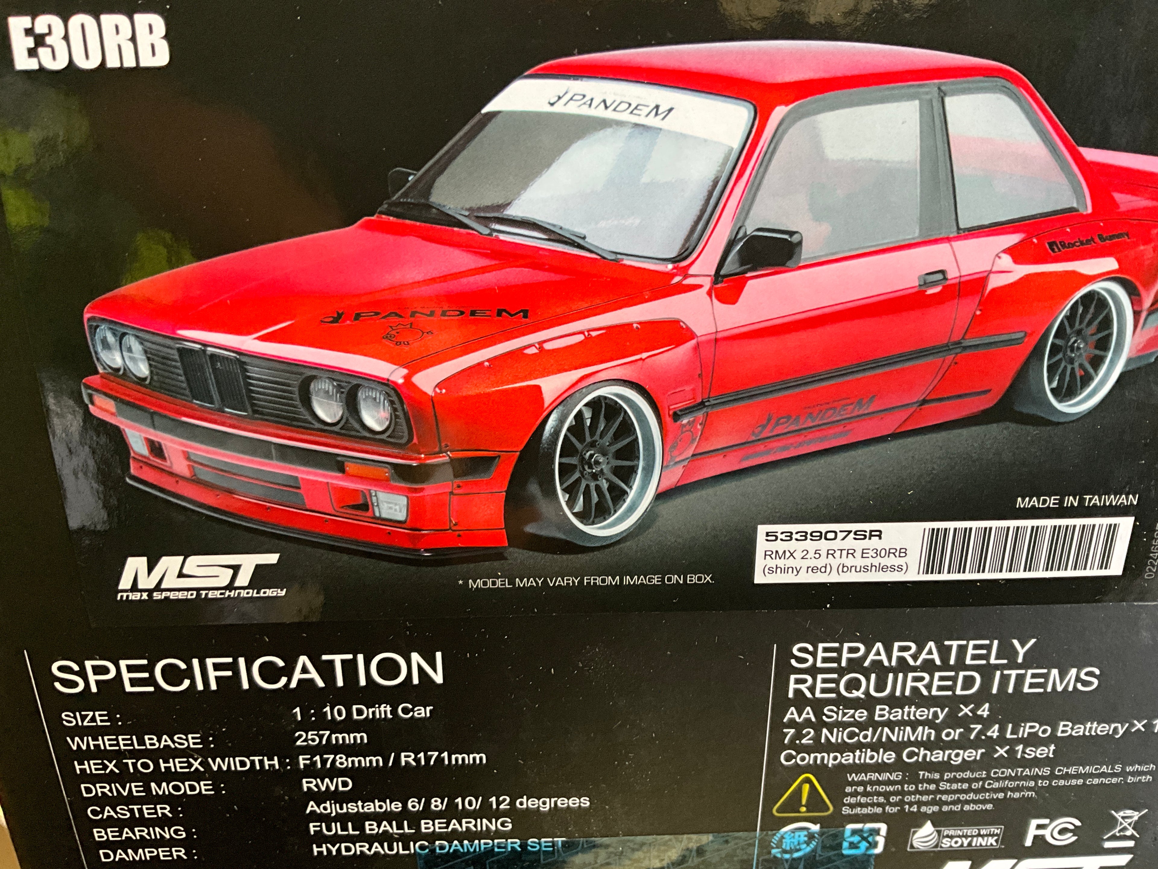 MST RMX 2.5 1/10 2WD Brushless RTR Drift Car w/E30RB Body (Shiny Red)