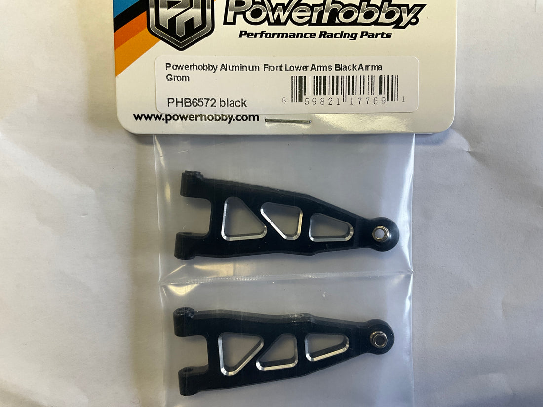 Powerhobby Aluminum Front Lower Arms Black Arrma Granite / Typhon GROM