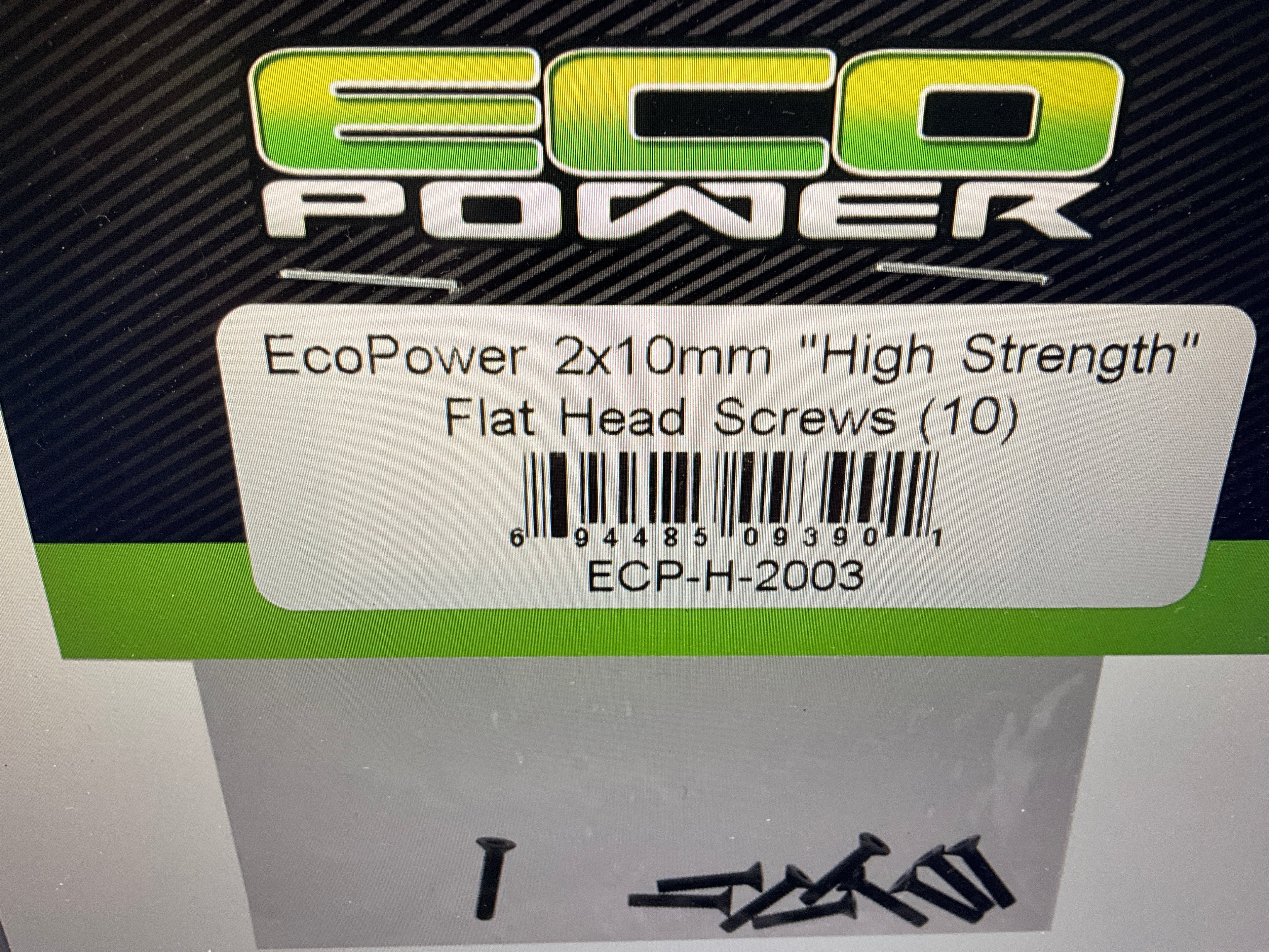 EcoPower 2mm "High Strength" Steel Flat Head Screws (10) (2x10mm)