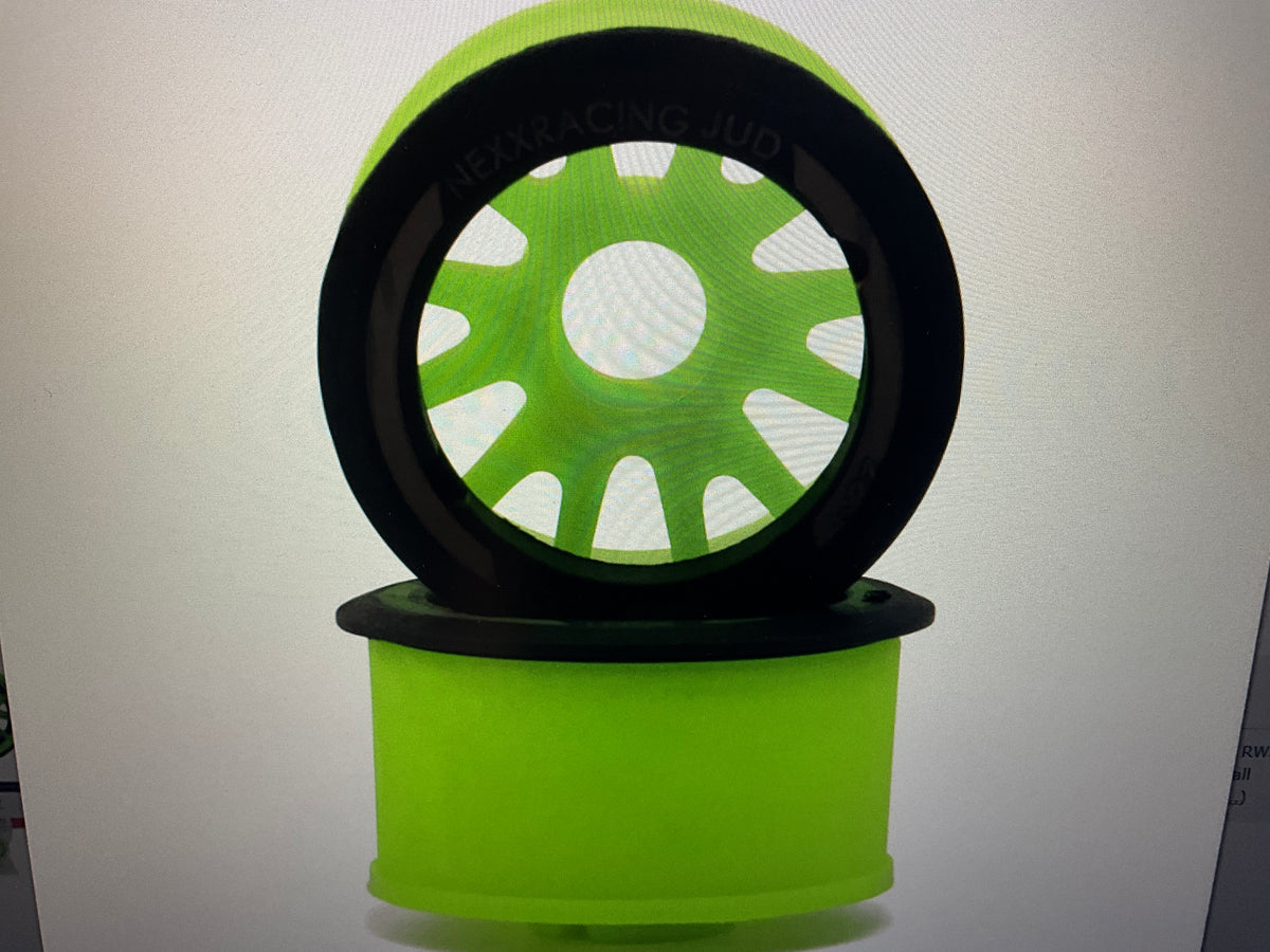 NEXX Racing Mini-Z RWD "JUD" EVO Rear Threaded Side-Wall Carbon Fiber Rims (2mm Offset) (Green) (2)