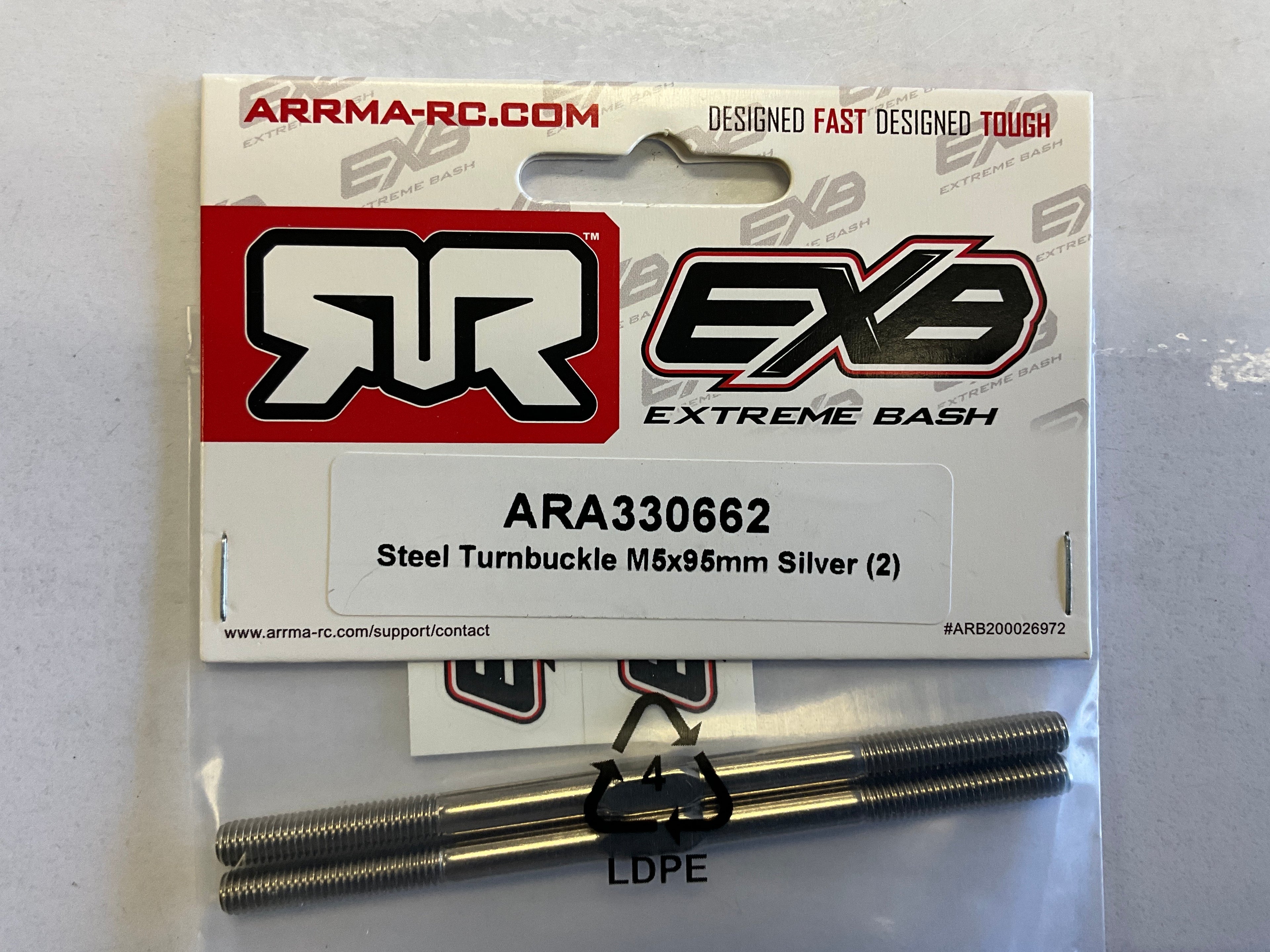 ARRMA Steel Turnbuckle M5x95mm Silver (2) 6S