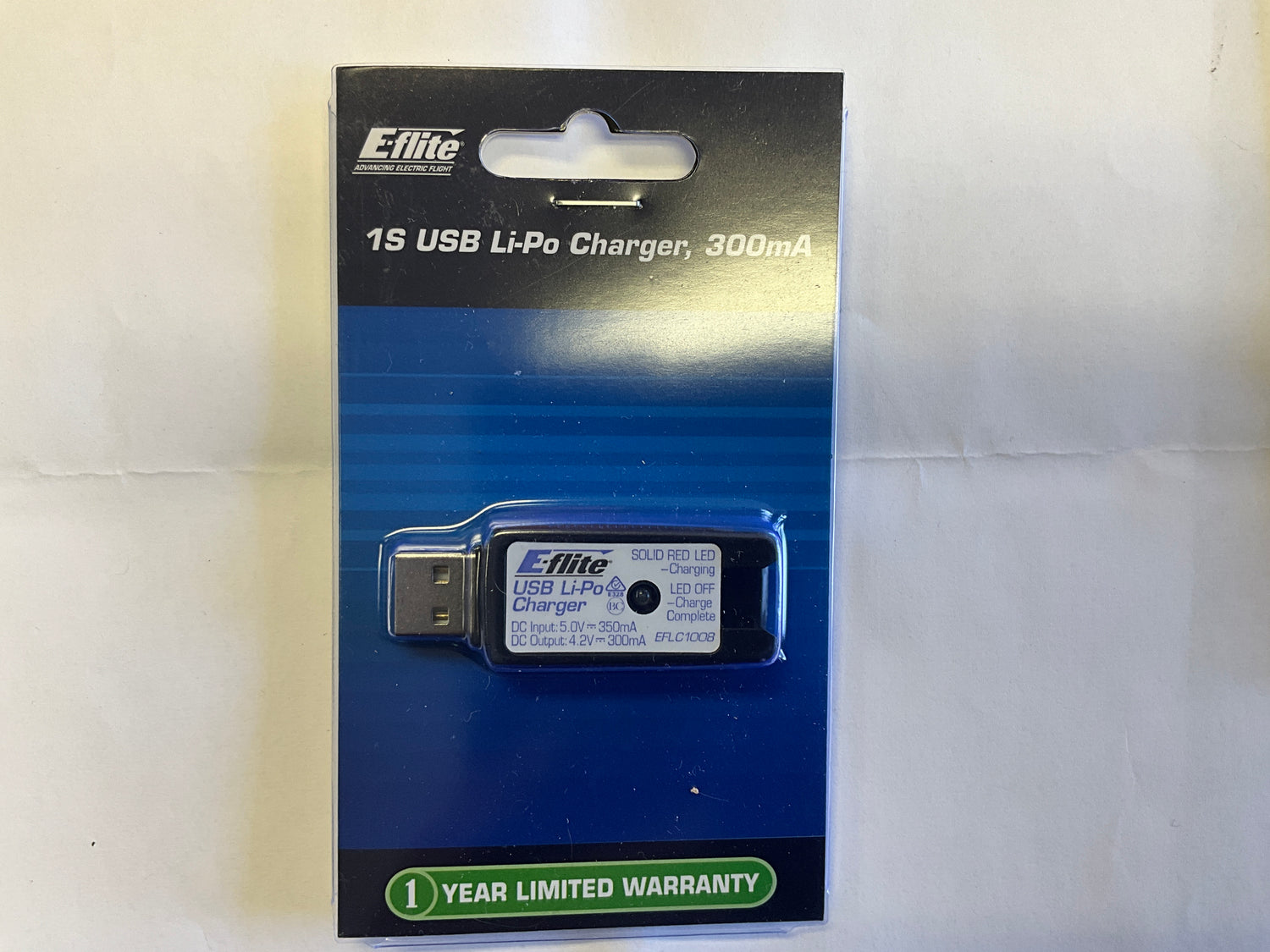 E-FLITE 1S USB Li-Po Charger, 300mA