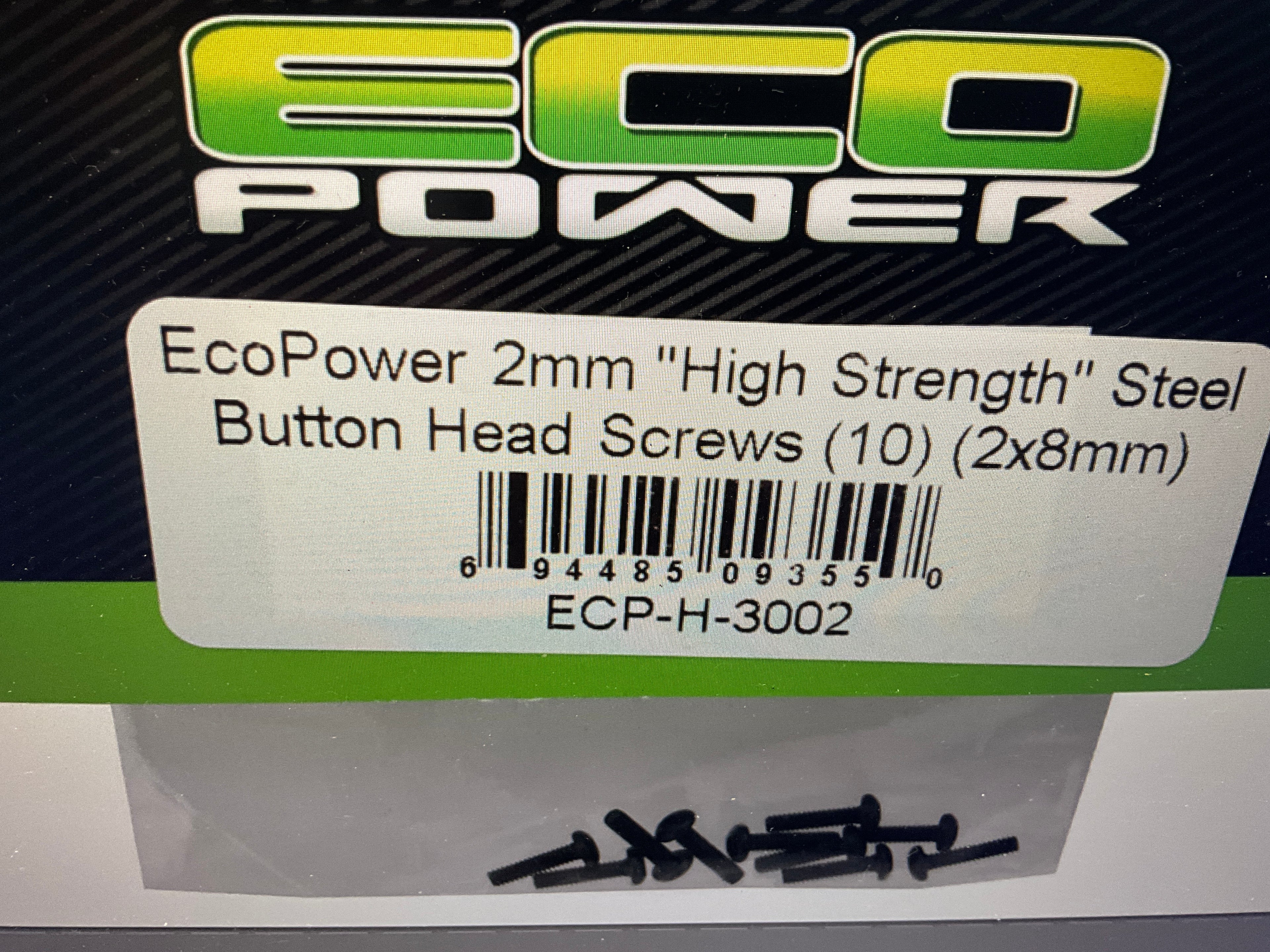 EcoPower 2mm "High Strength" Steel Button Head Screws (10) (2x8mm)
