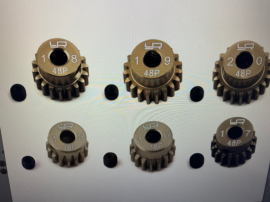 Yeah Racing Hard Coated 48P Aluminum Pinion Gear Set (15, 16, 17, 18, 19, 20T) (3.17mm Bore)