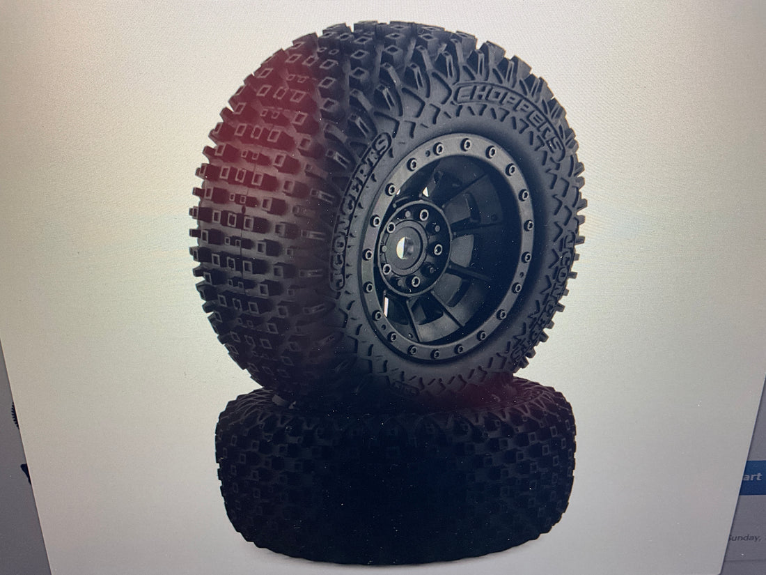 JConcepts Choppers Pre-Mounted Monster Truck Tires w/Hazard Wheel (Black) (2) (Platinum)