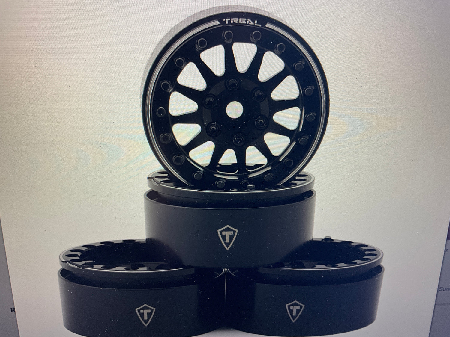 Treal Hobby Type D 1.9&quot; 12-Spoke Beadlock Wheels (Black) (4)