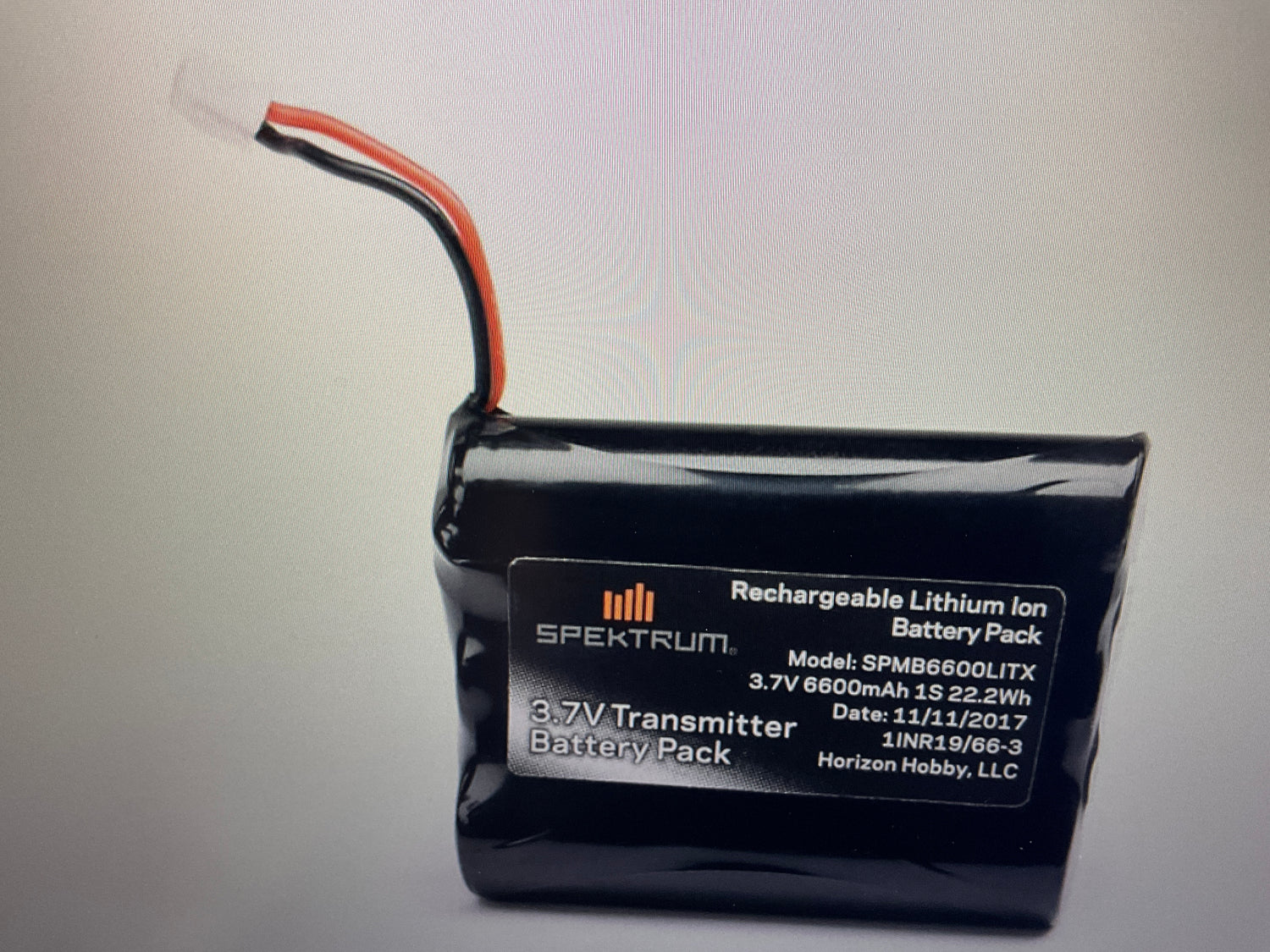 SPEKTRUM 3.7V 6600mAh 1S Li-Ion Transmitter Battery: NX6/NX8/NX10/iX12, Tx Plug (XH-1S)
