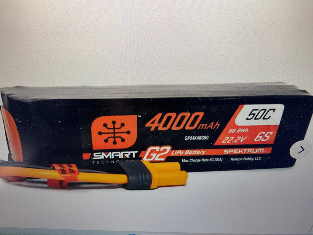 SPEKTRUM 22.2V 4000mAh 6S 50C Smart G2 LiPo Battery: IC5