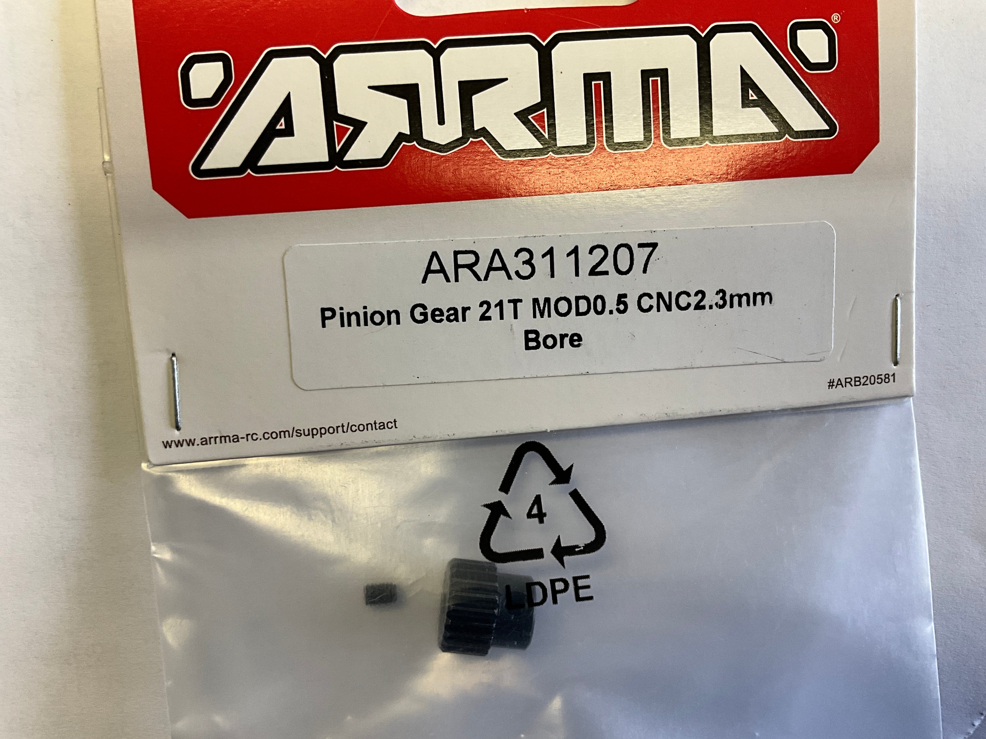 ARRMA Pinion Gear 21T 0.5 MOD CNC 2.3mm Bore