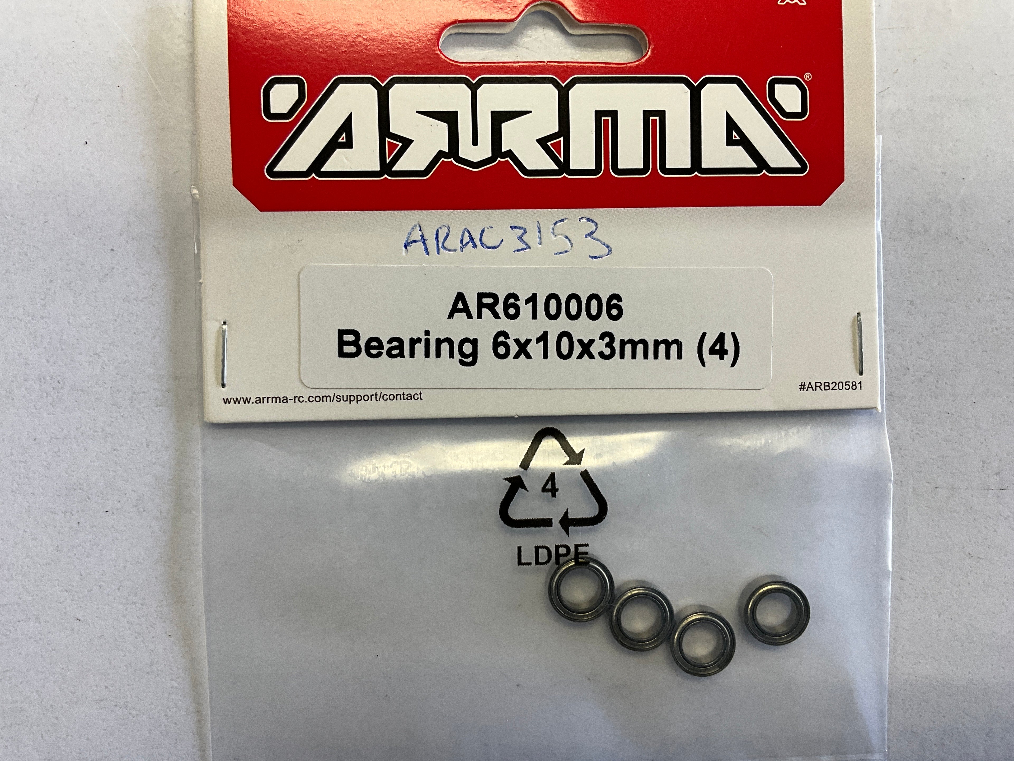 ARRMA Bearing 6x10x3mm (4) AR610006