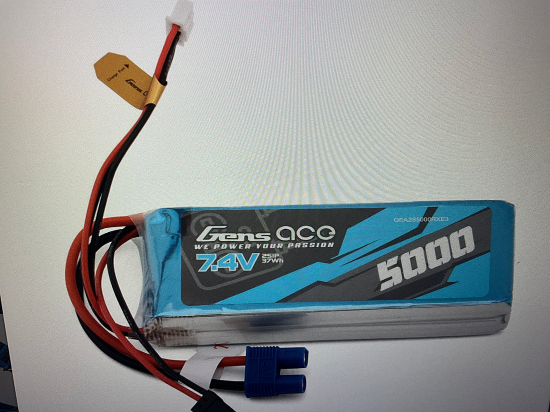 Gens Ace 2S RX LiPo Battery Stick Pack (7.4V/5000mAh) w/JR &amp; EC3 Connectors