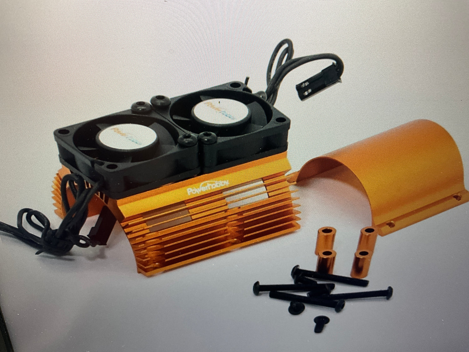 Powerhobby Heat Sink w Twin Turbo High Speed Cooling Fans 1/8 Motors Orange