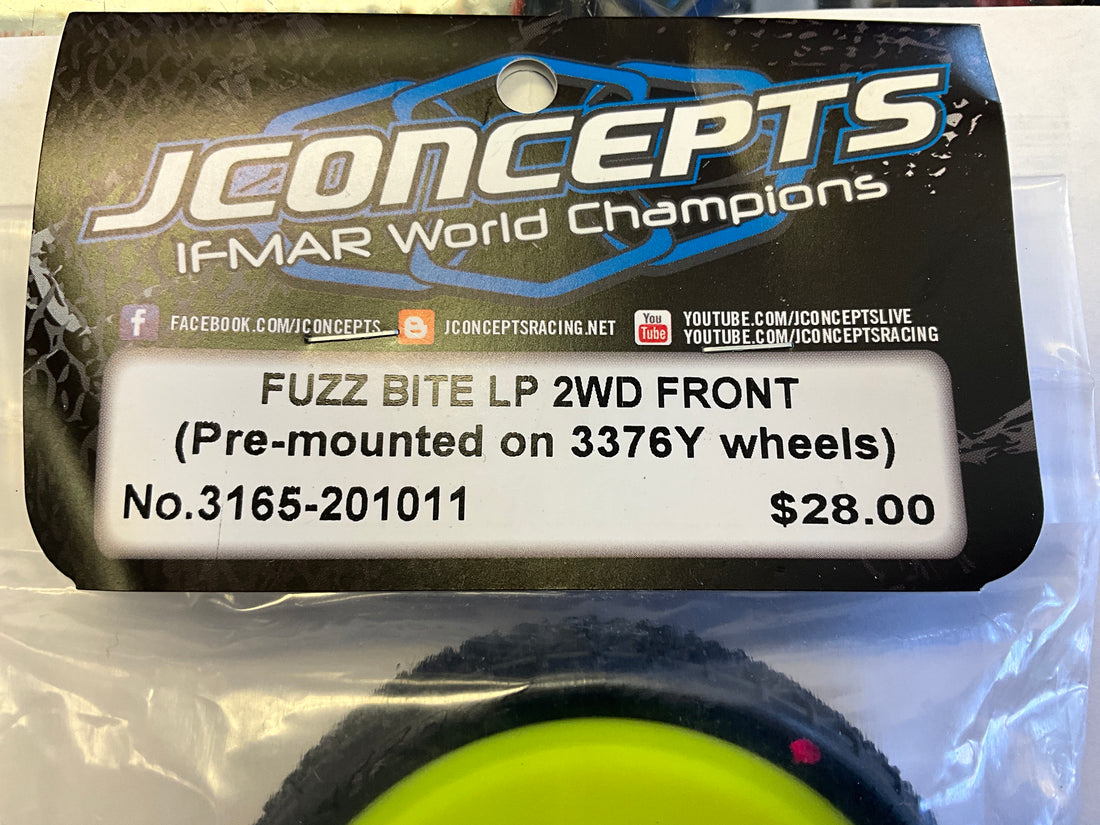 JConcepts Fuzz Bite LP 2.2 Pre-Mounted 2WD Front Buggy Carpet Tires (Yellow) (2) w/12mm Hex (Pink)
