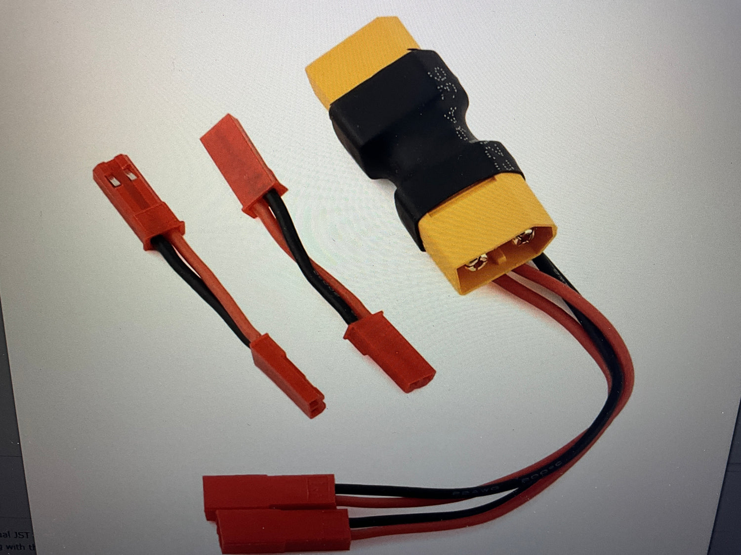Reefs RC XT60 Dual JST Pass Through w/2 Male-Male JST Adaptors