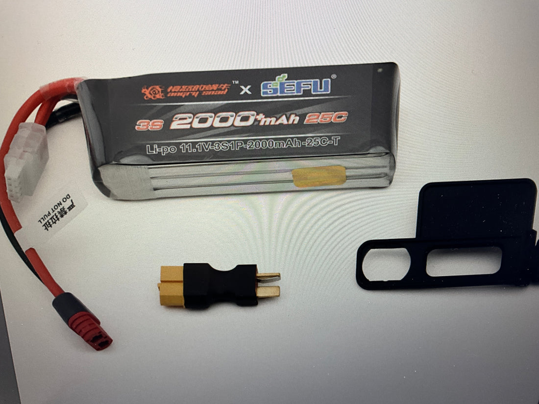 MJX HYPER GO Angry Snail™ 3S 25C LiPo Battery (11.1V/2000mAh) w/T-Style Connector, Hold-Down, &amp; XT60 Adapter