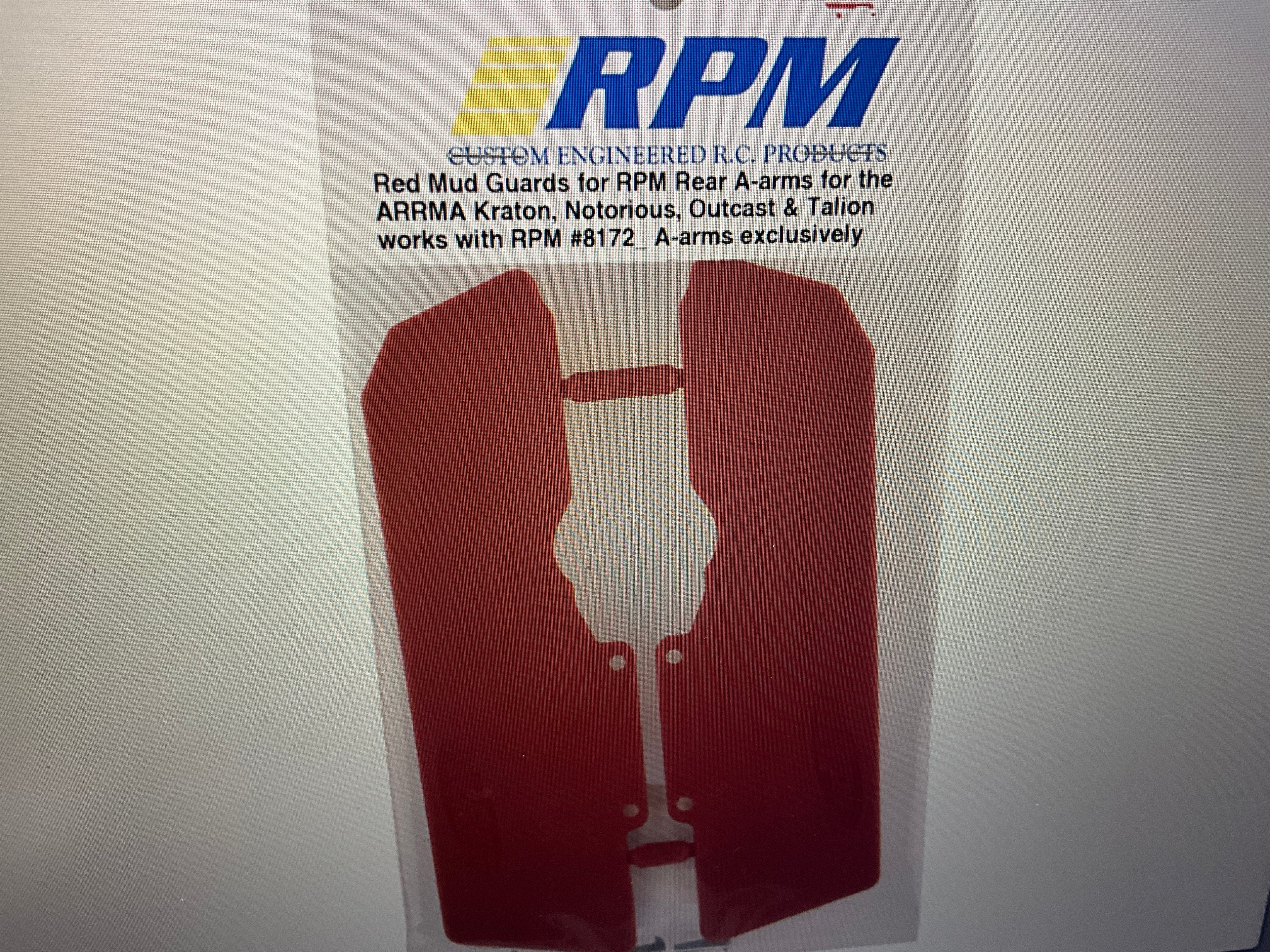 RPM Arrma 6S Kraton/Outcast A-Arm Mud Guards (Red) (2)