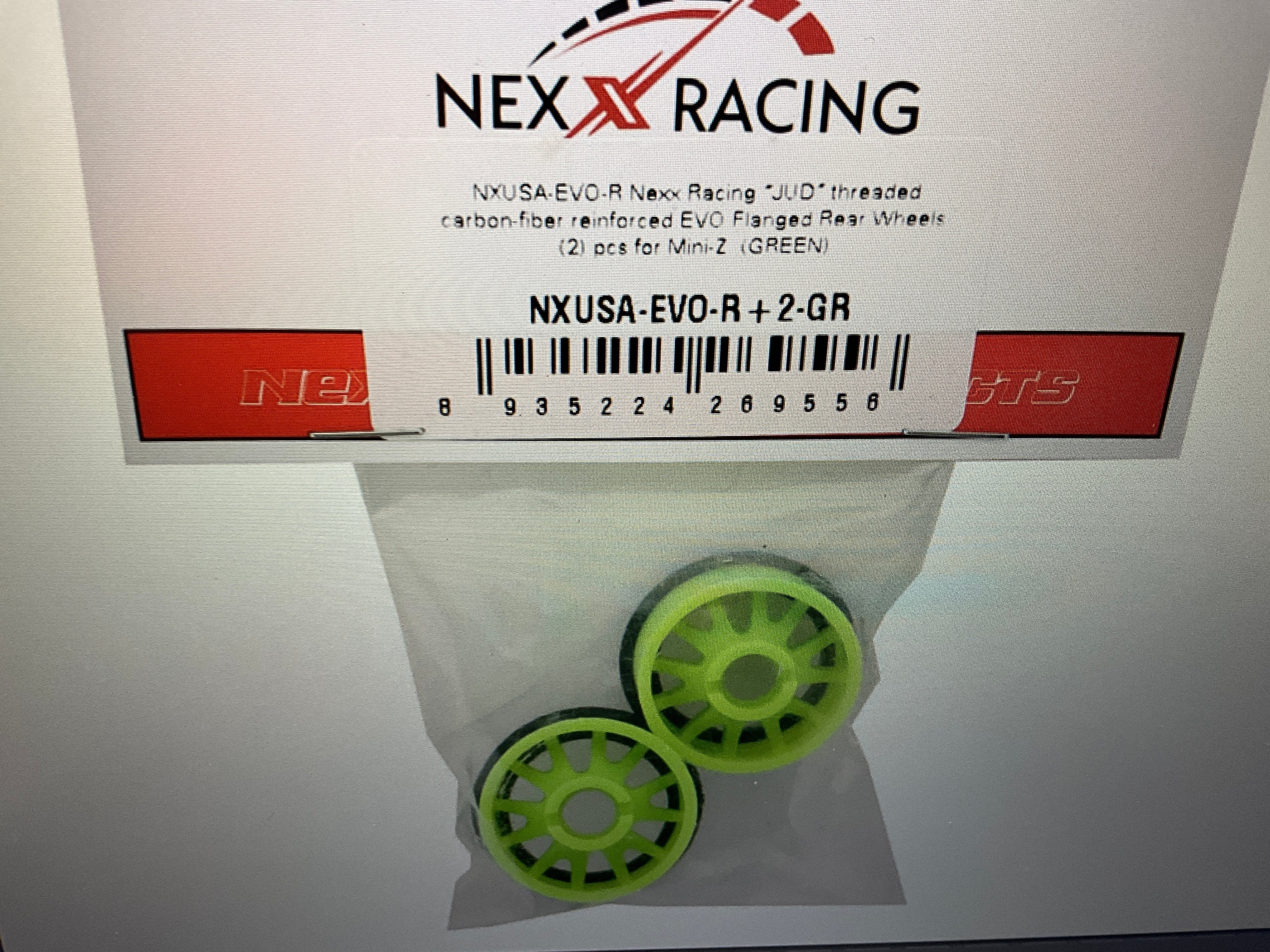 NEXX Racing Mini-Z RWD "JUD" EVO Rear Threaded Side-Wall Carbon Fiber Rims (2mm Offset) (Green) (2)