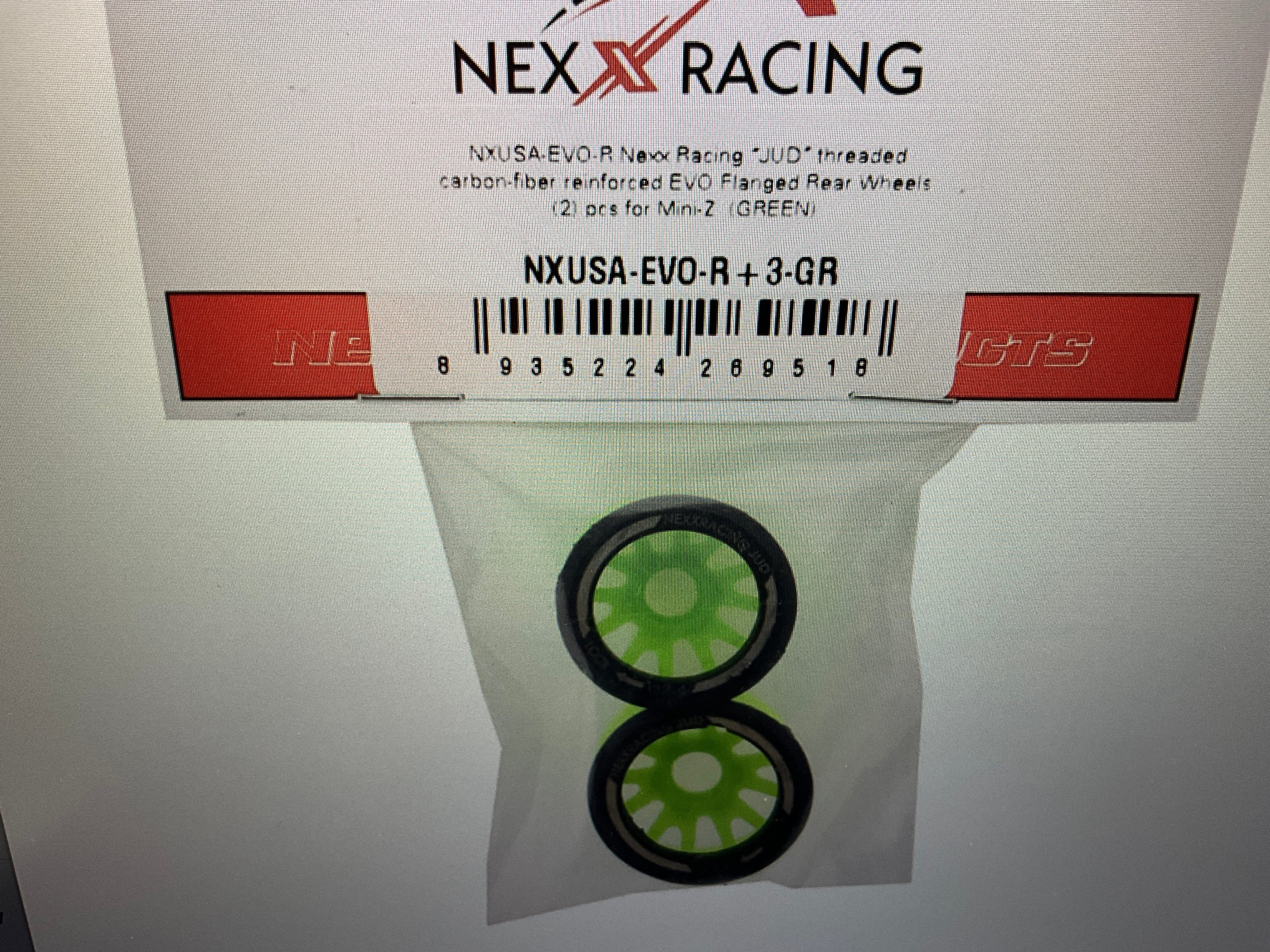 NEXX Racing Mini-Z RWD "JUD" EVO Rear Threaded Side-Wall Carbon Fiber Rims (3mm Offset) (Green) (2)