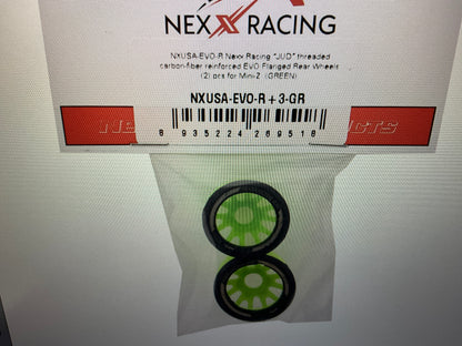 NEXX Racing Mini-Z RWD "JUD" EVO Rear Threaded Side-Wall Carbon Fiber Rims (3mm Offset) (Green) (2)