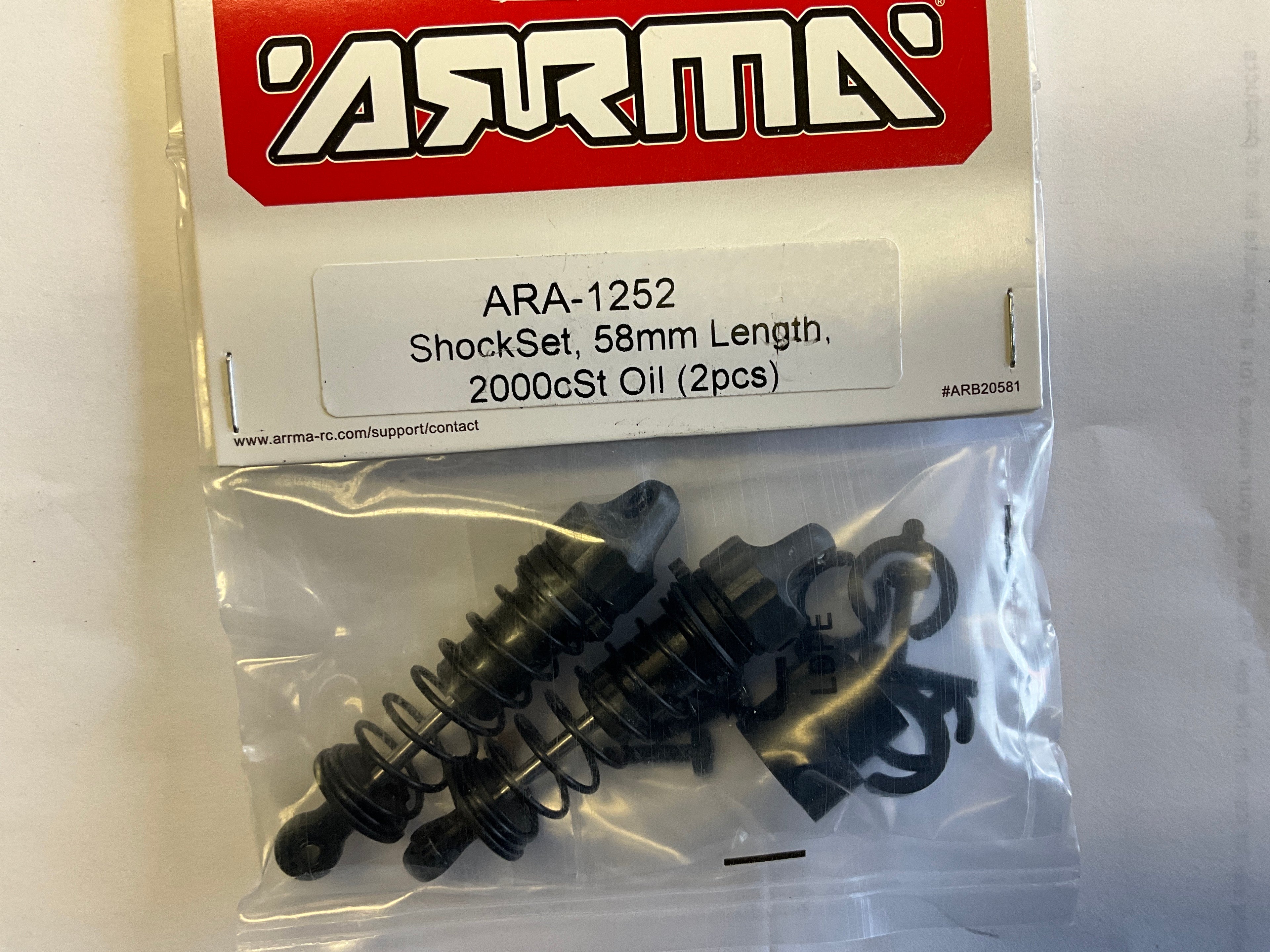 ARRMA Shock Set, 58mm Length, 2000cSt Oil (2pcs)