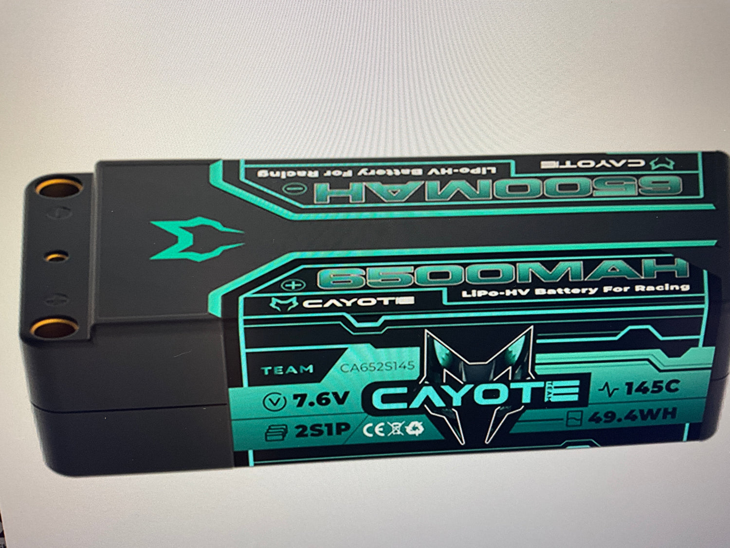 Cayote 2S 145C LCG Shorty LiHV Battery (7.6V/6500mAh) w/5mm Bullets
