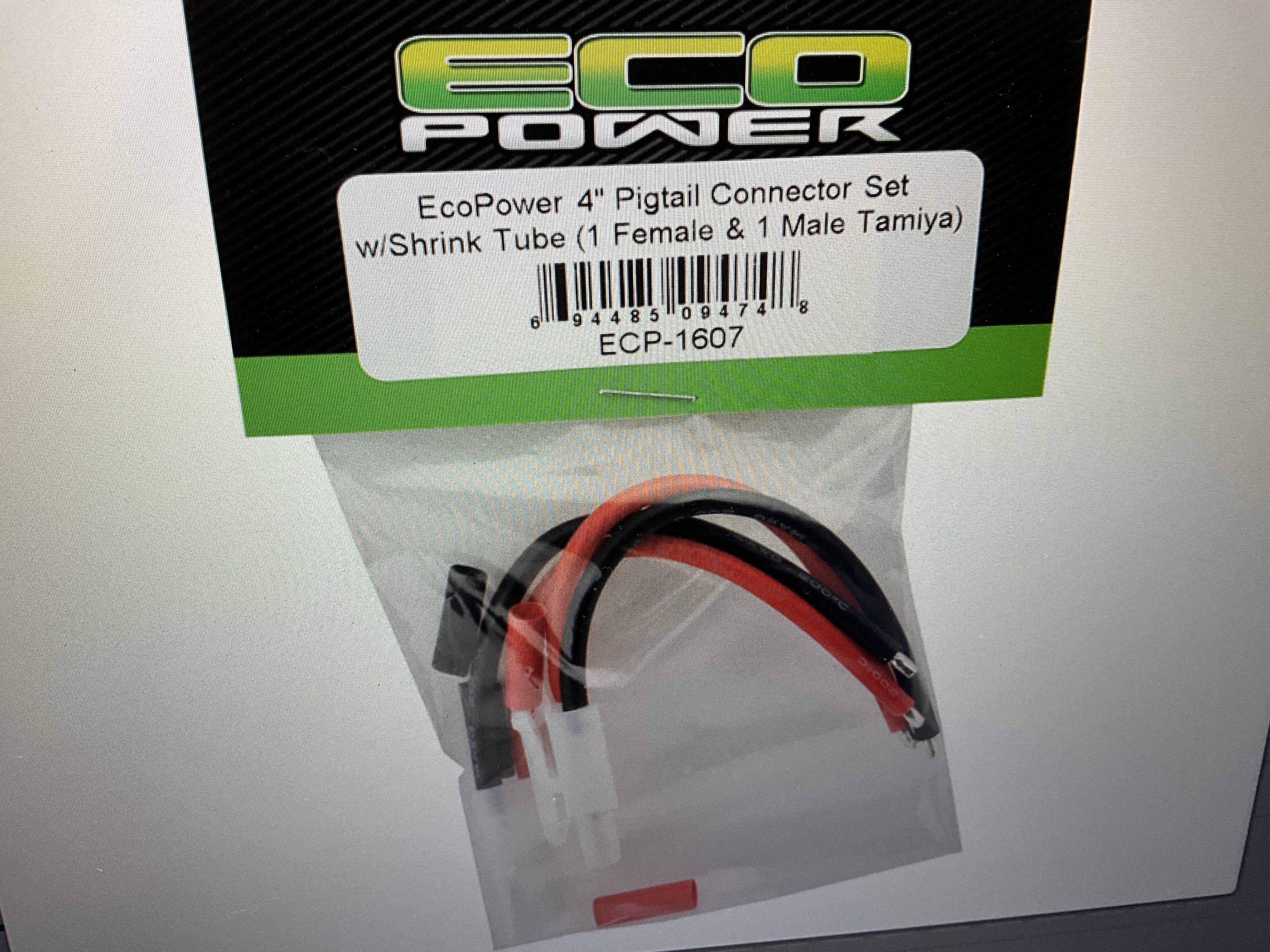 EcoPower Tamiya Pre-Wired Pigtail Connectors (2) (Female/Male) w/Shrink Tube