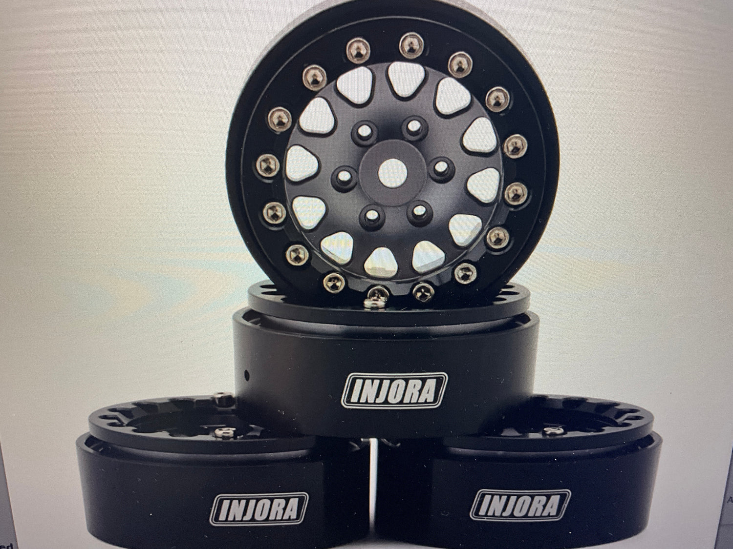 Injora 1.3" D-Slot Aluminum Micro Crawler Beadlock Wheels (27g ea) (Grey/Black) (4)